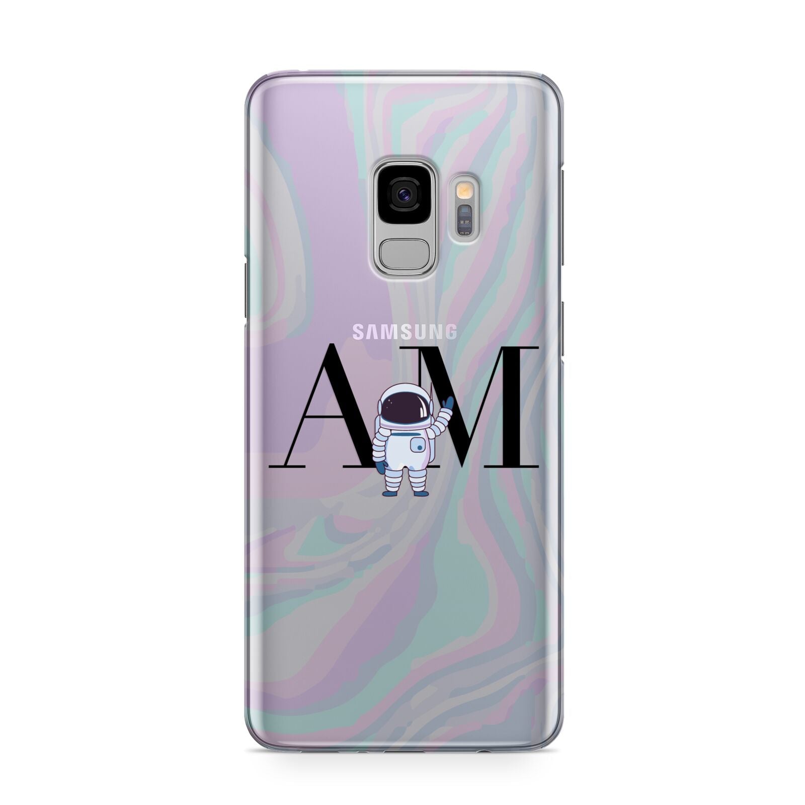 Pastel Marble Ink Astronaut Initials Samsung Galaxy S9 Case