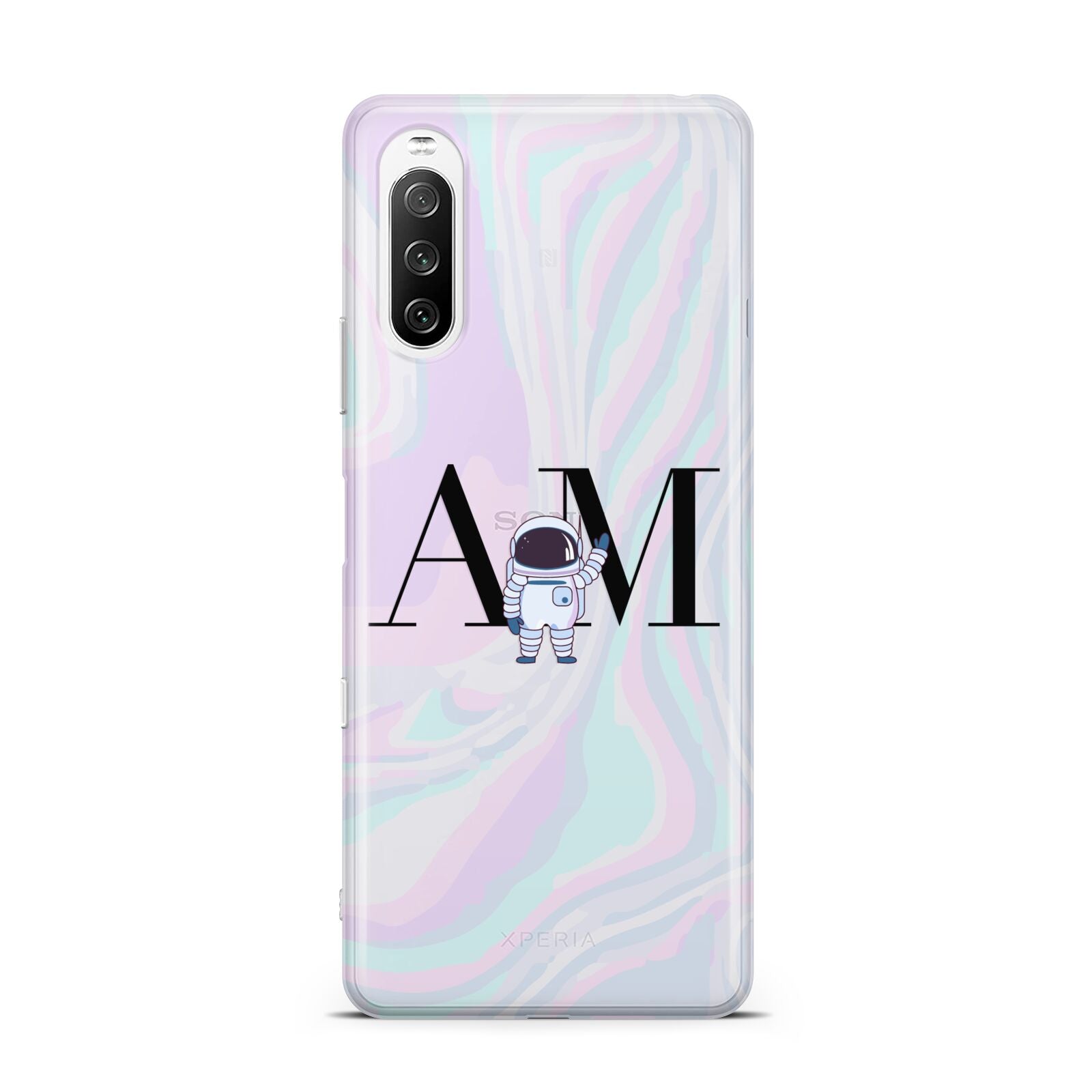 Pastel Marble Ink Astronaut Initials Sony Xperia 10 III Case