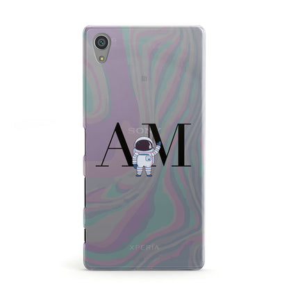 Pastel Marble Ink Astronaut Initials Sony Xperia Case