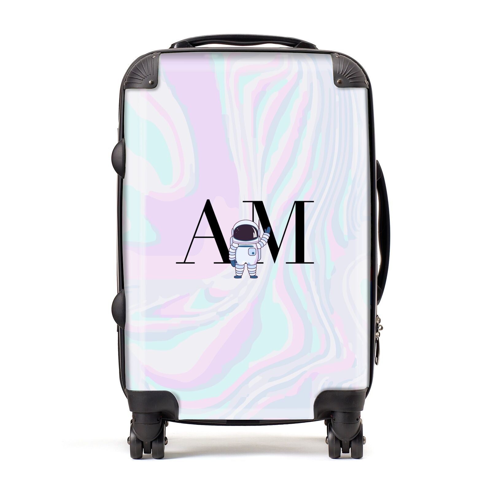 Pastel Marble Ink Astronaut Initials Suitcase