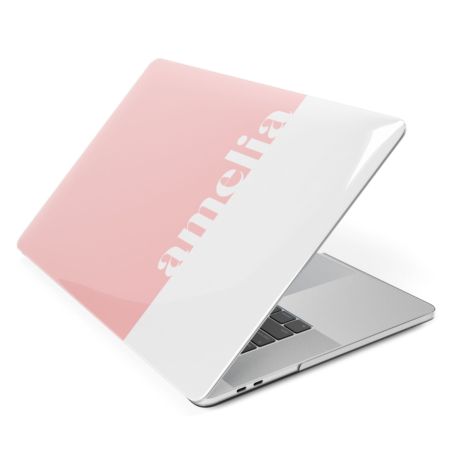 Pastel Pink Personalised Name Apple MacBook Case Side View