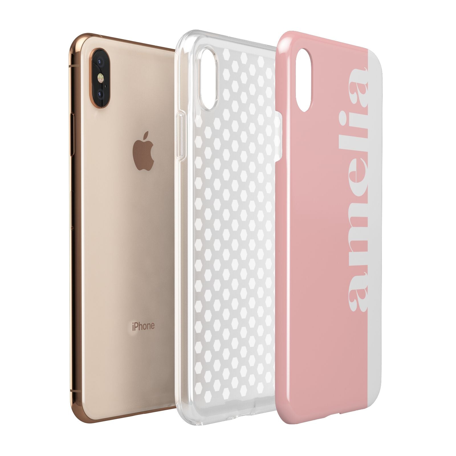 Pastel Pink Personalised Name Apple iPhone Xs Max 3D Tough Case Expanded View