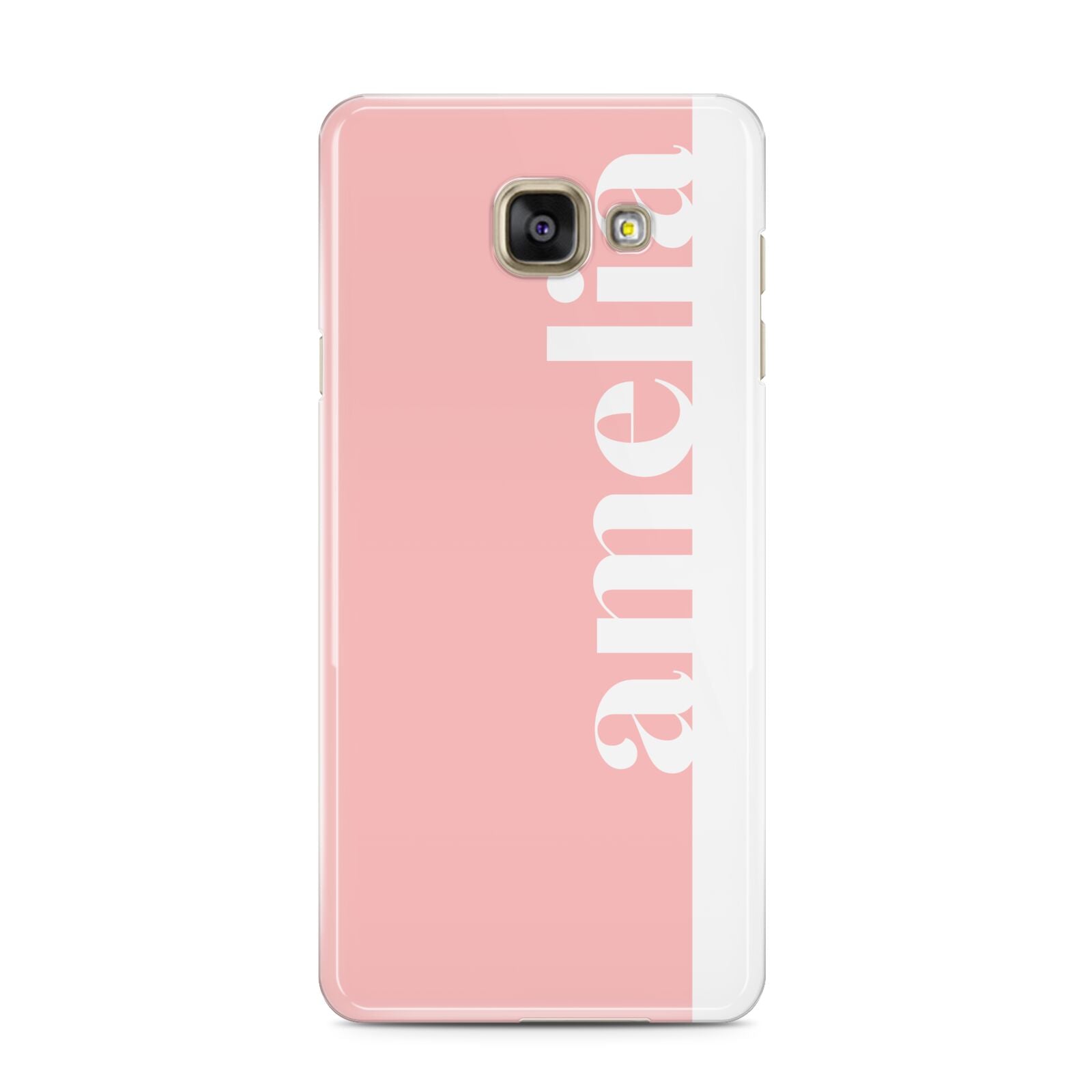 Pastel Pink Personalised Name Samsung Galaxy A3 2016 Case on gold phone