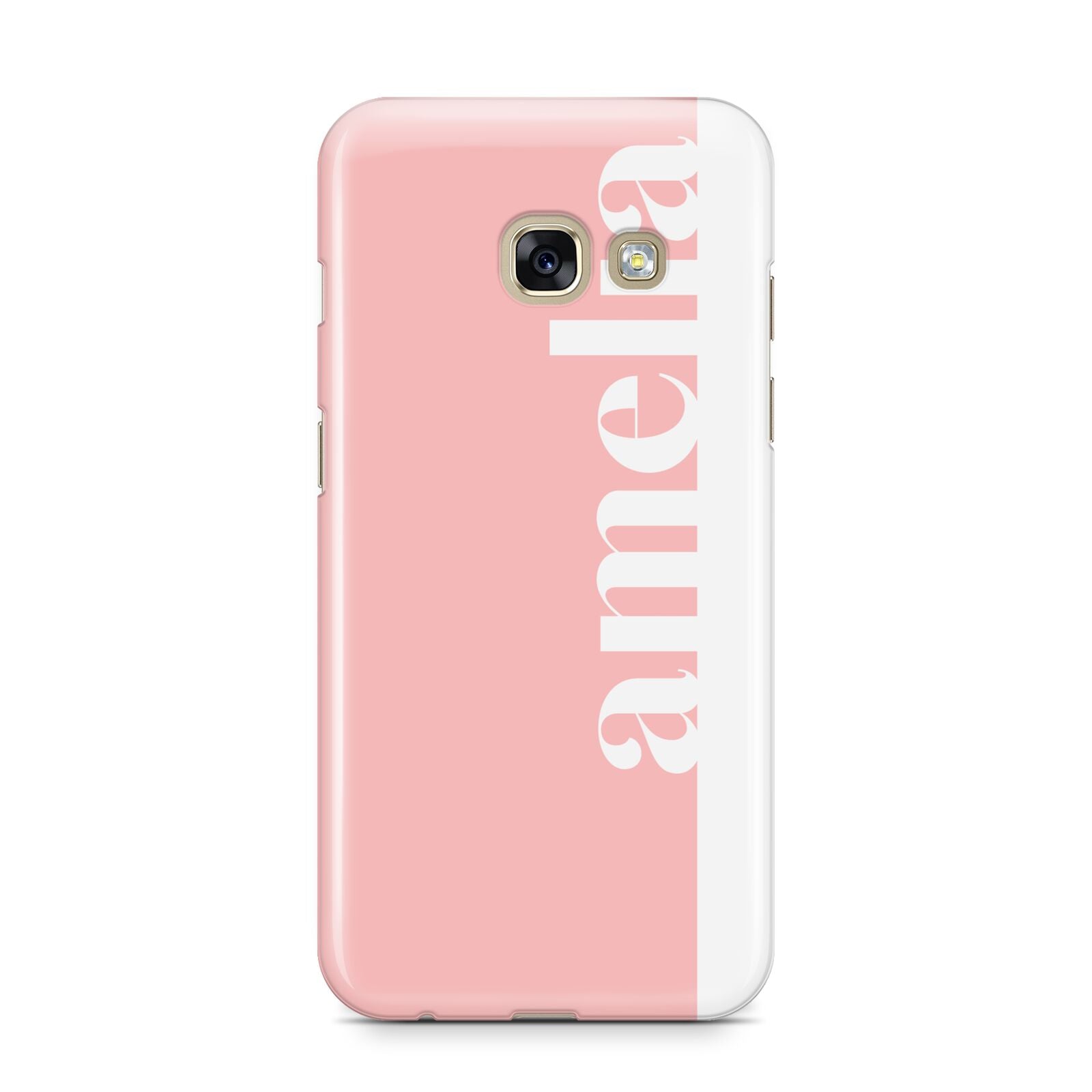 Pastel Pink Personalised Name Samsung Galaxy A3 2017 Case on gold phone