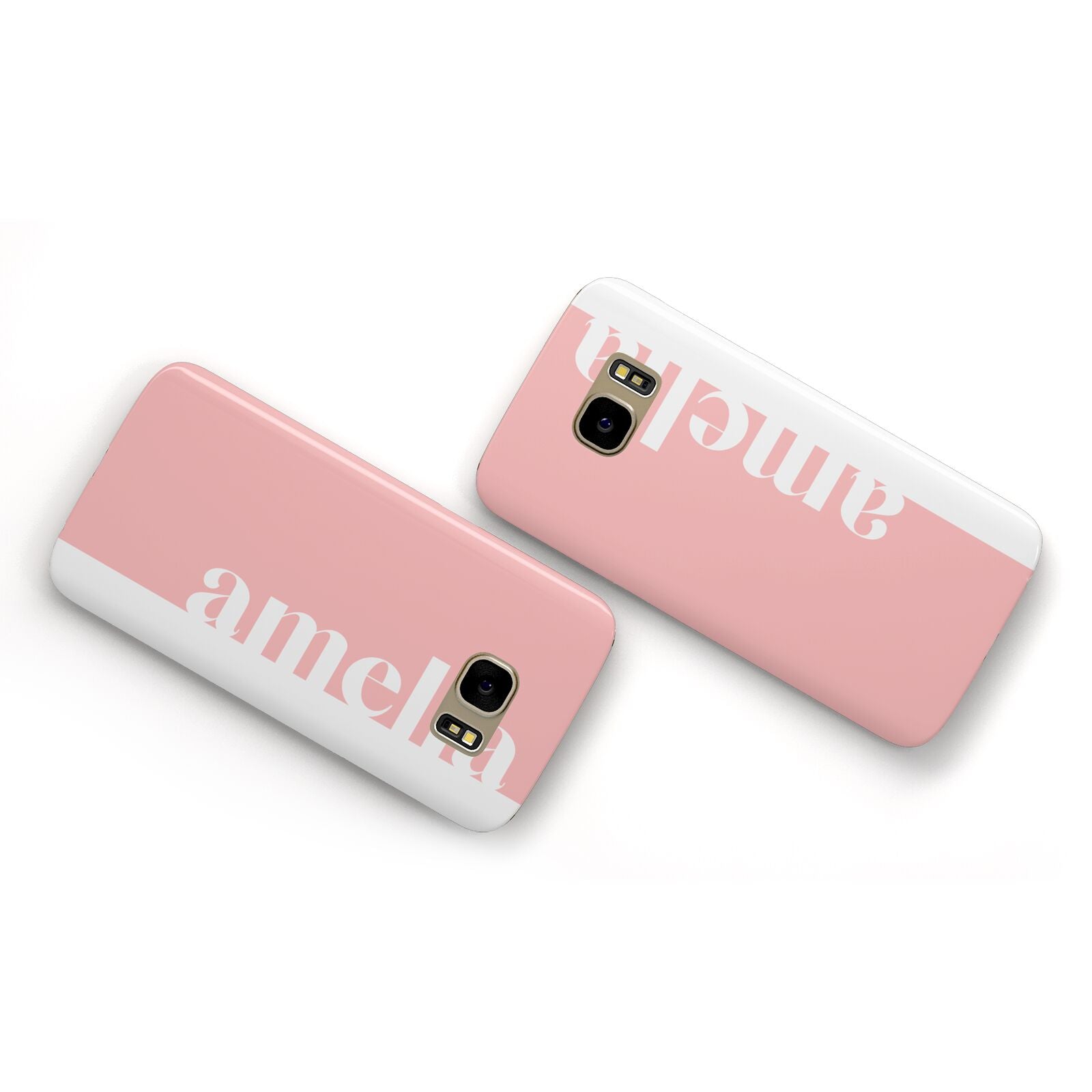 Pastel Pink Personalised Name Samsung Galaxy Case Flat Overview