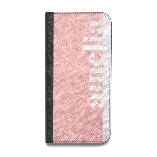 Pastel Pink Personalised Name Vegan Leather Flip iPhone Case