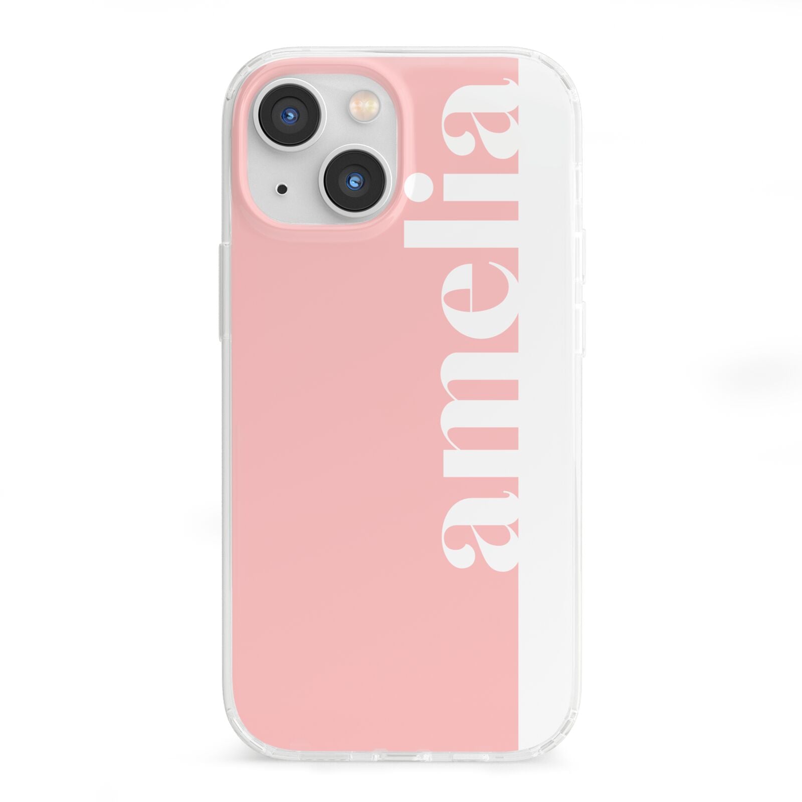 Pastel Pink Personalised Name iPhone 13 Mini Clear Bumper Case