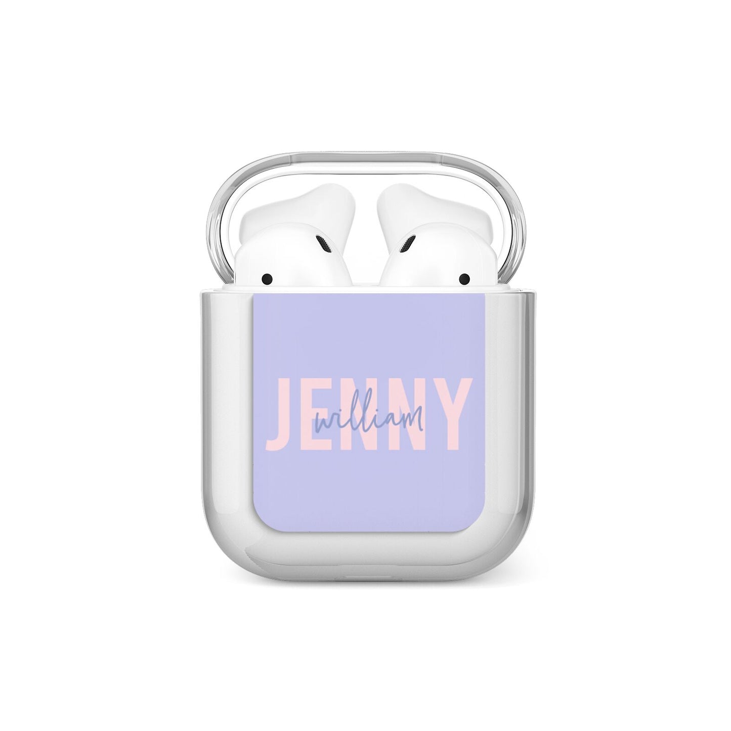 Pastel Pink and Purple Full Name AirPods Case