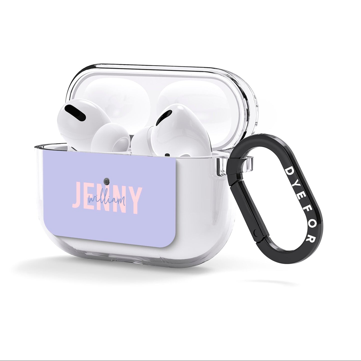 Pastel Pink and Purple Full Name AirPods Clear Case 3rd Gen Side Image