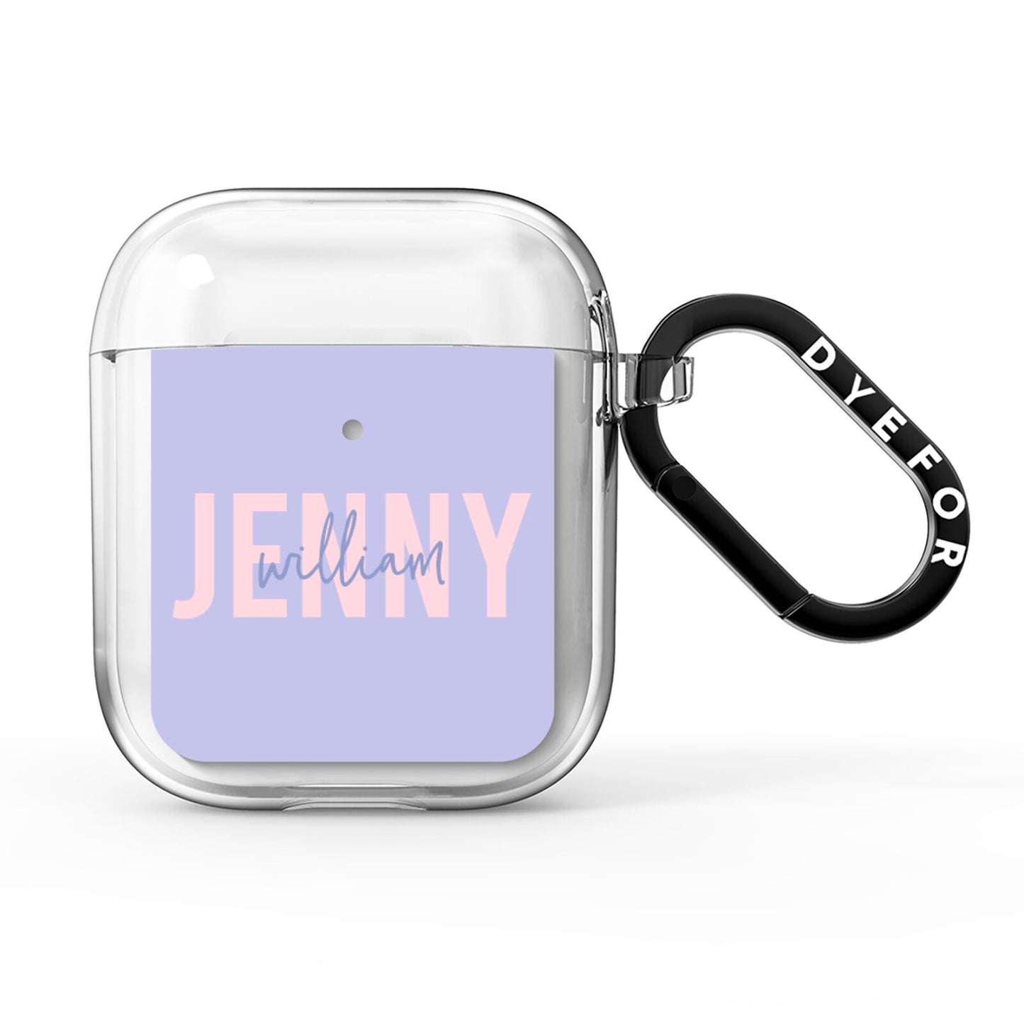 Pastel Pink and Purple Full Name AirPods Clear Case