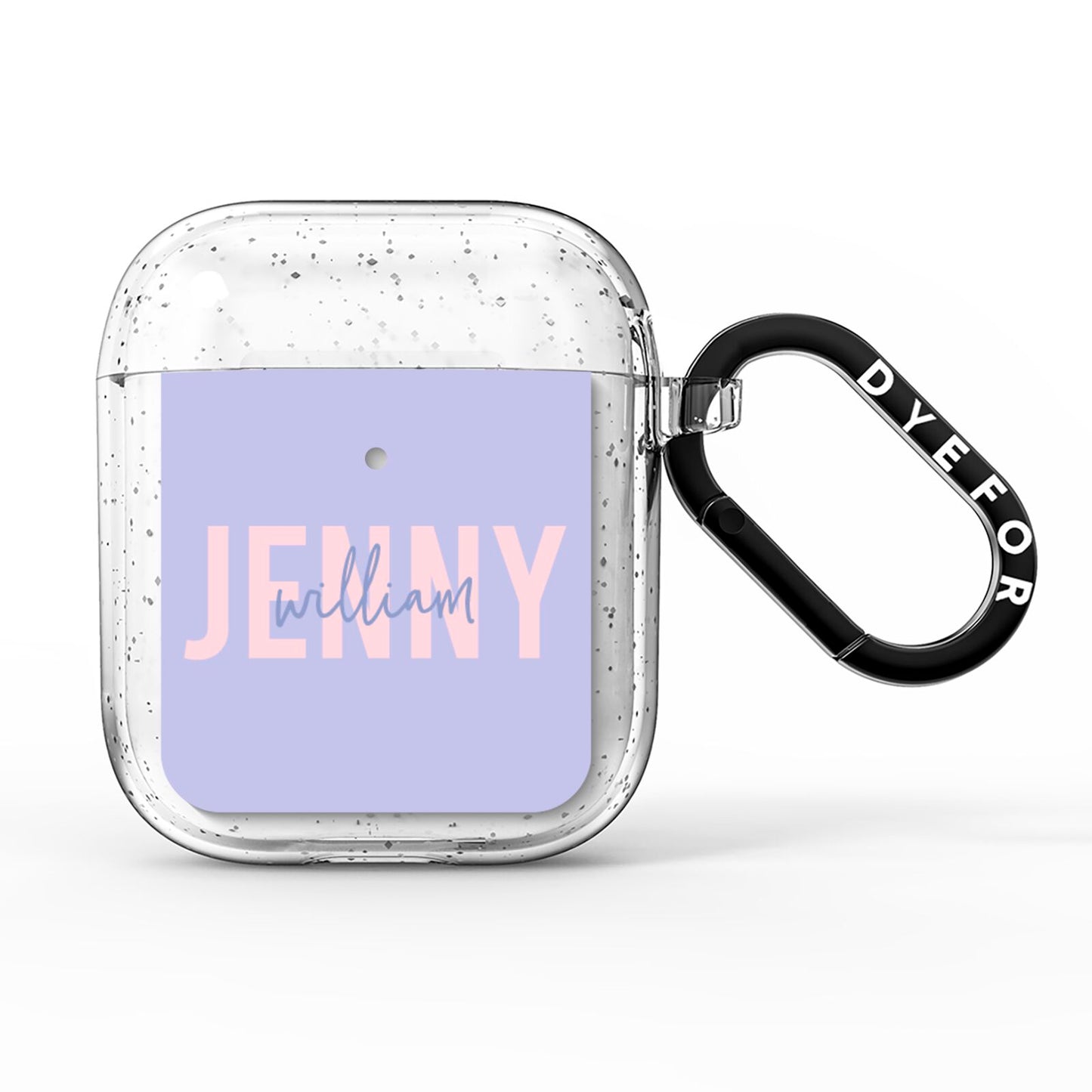 Pastel Pink and Purple Full Name AirPods Glitter Case