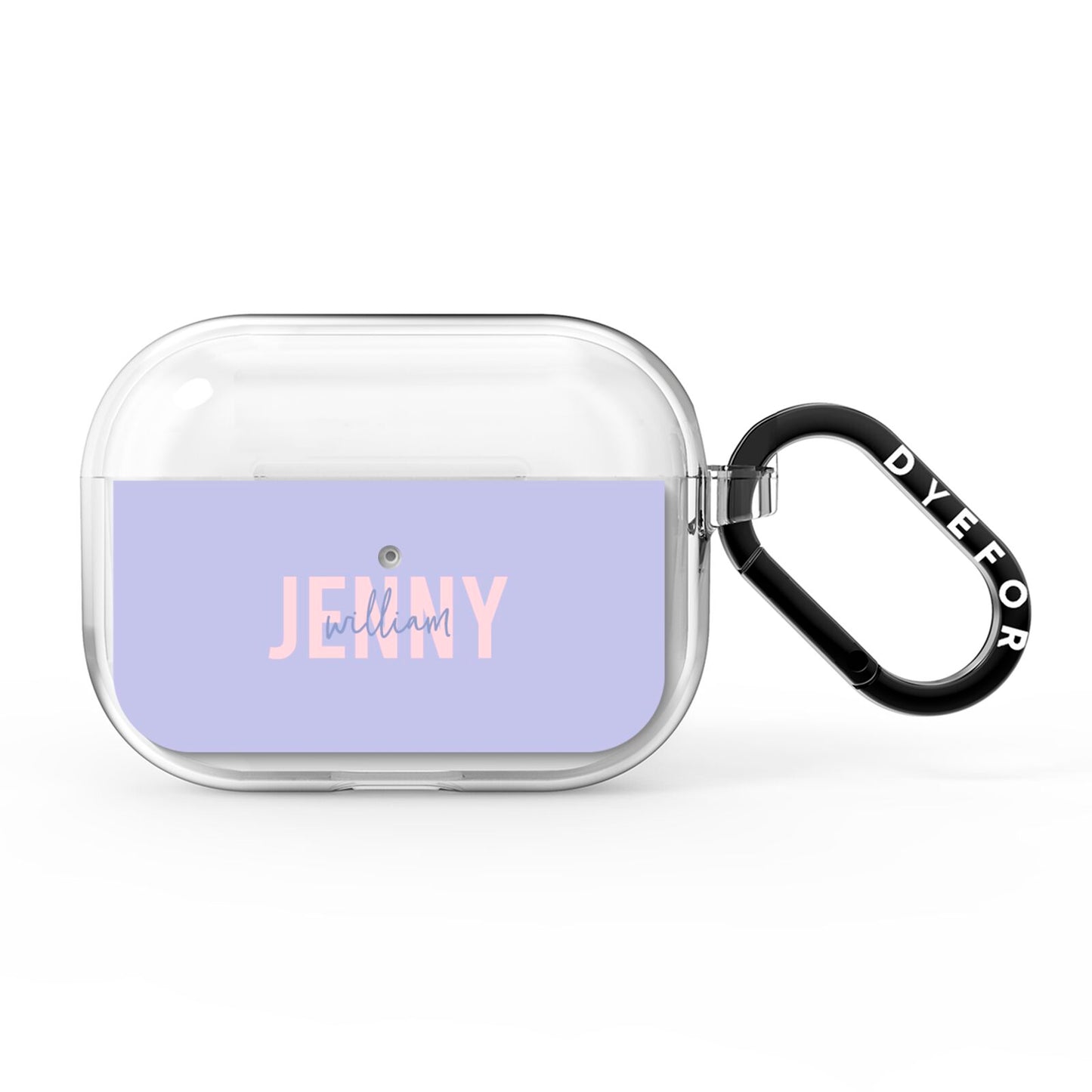 Pastel Pink and Purple Full Name AirPods Pro Clear Case