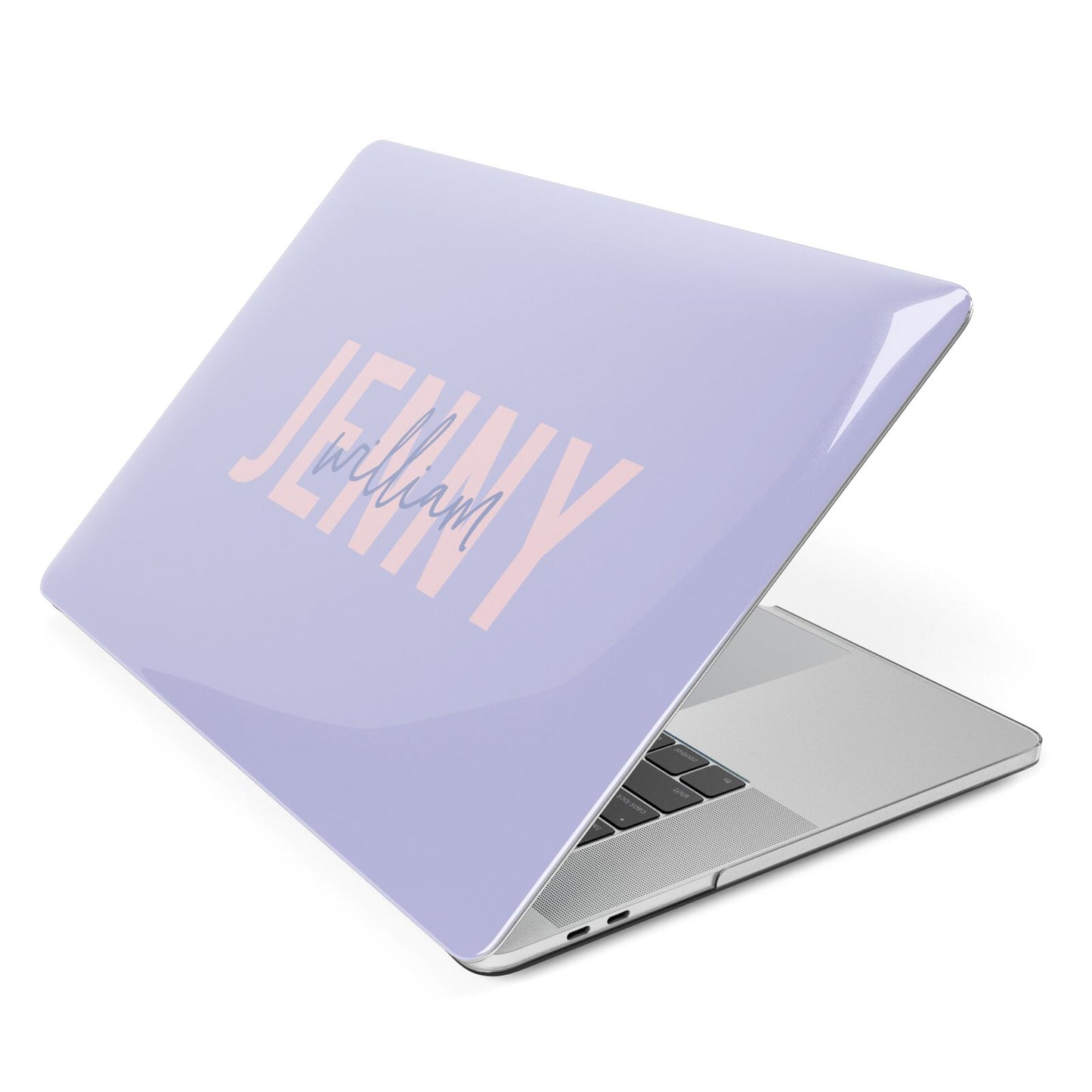 Pastel Pink and Purple Full Name Apple MacBook Case Side View