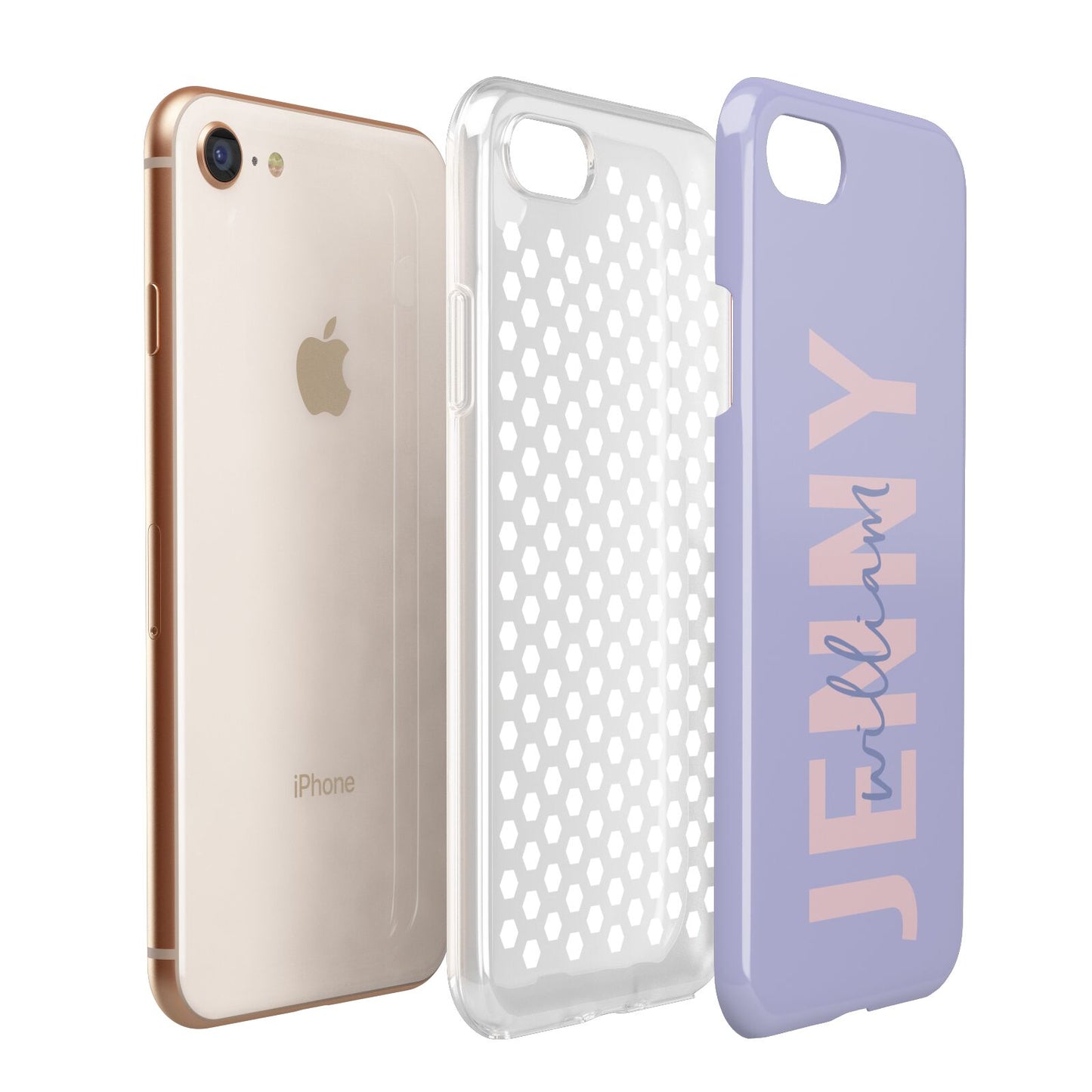 Pastel Pink and Purple Full Name Apple iPhone 7 8 3D Tough Case Expanded View