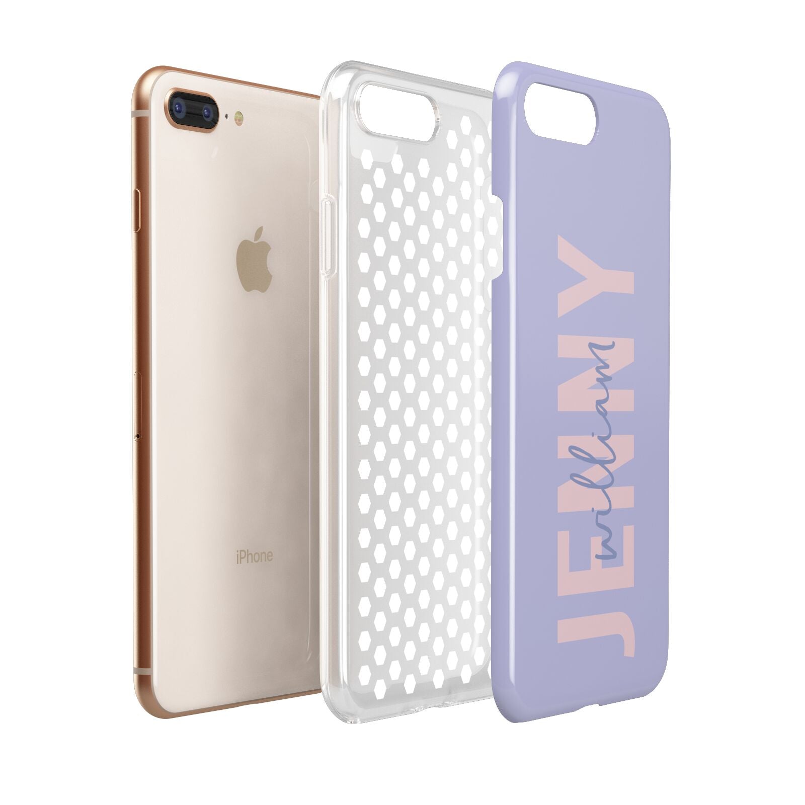 Pastel Pink and Purple Full Name Apple iPhone 7 8 Plus 3D Tough Case Expanded View