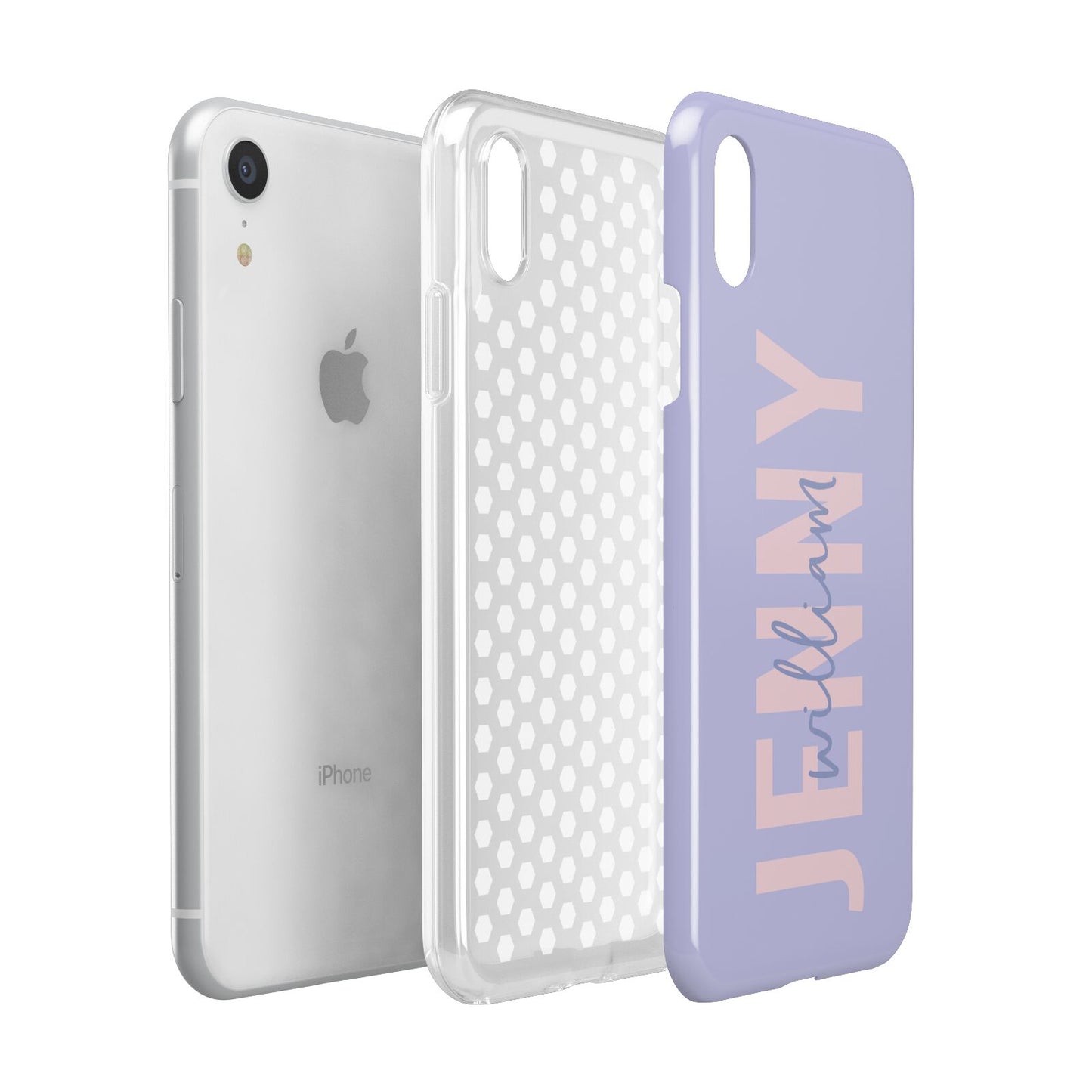 Pastel Pink and Purple Full Name Apple iPhone XR White 3D Tough Case Expanded view