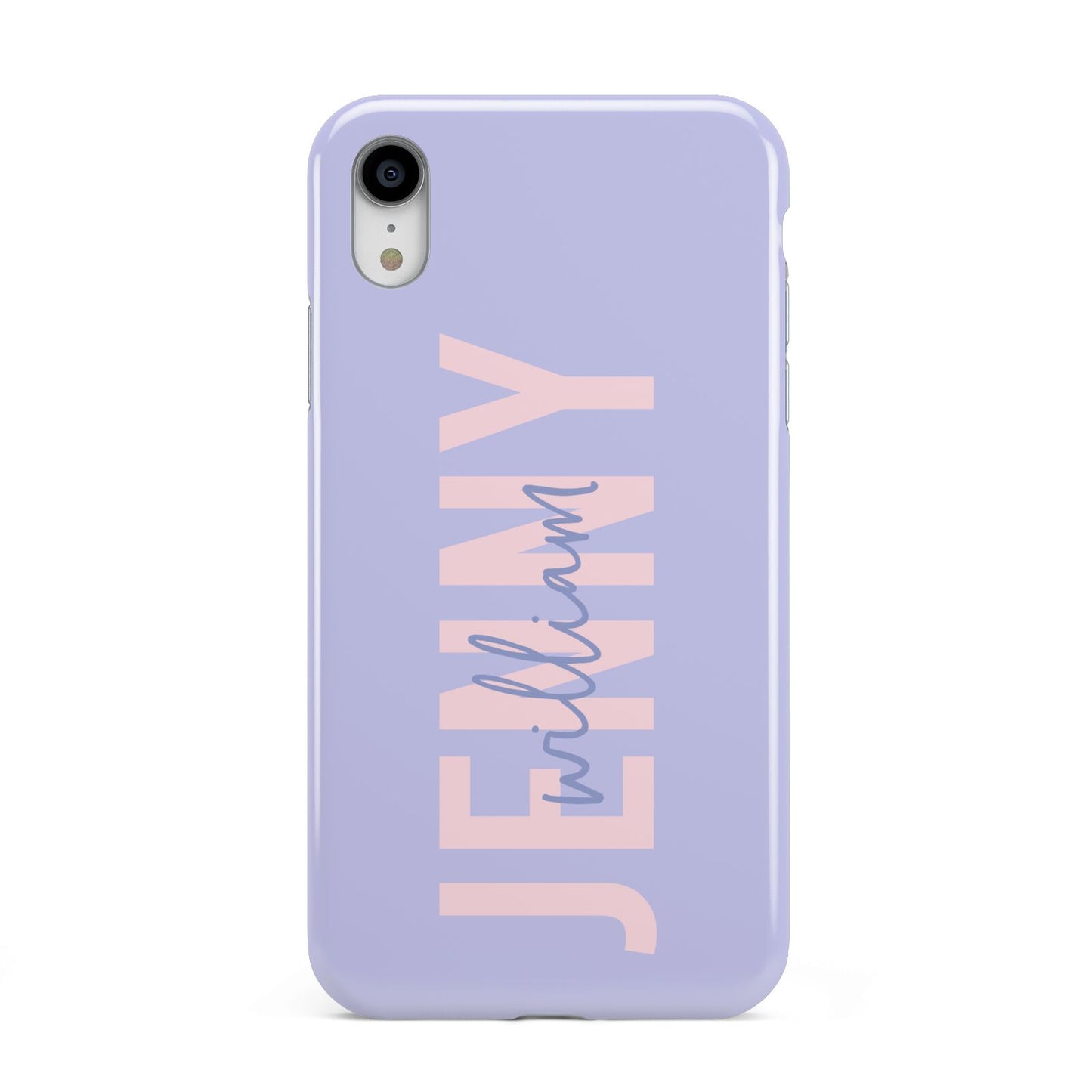 Pastel Pink and Purple Full Name Apple iPhone XR White 3D Tough Case