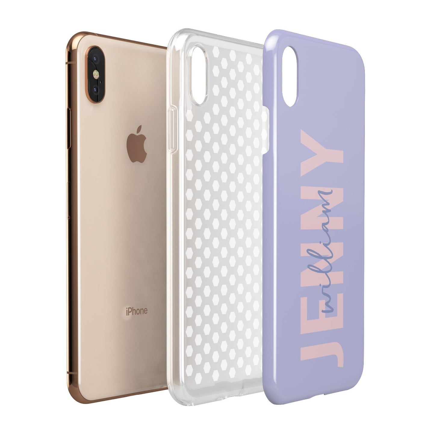 Pastel Pink and Purple Full Name Apple iPhone Xs Max 3D Tough Case Expanded View