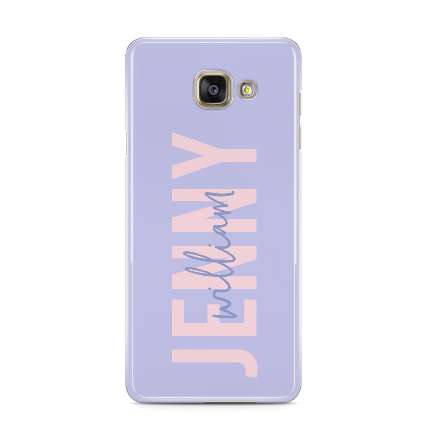 Pastel Pink and Purple Full Name Samsung Galaxy A3 2016 Case on gold phone