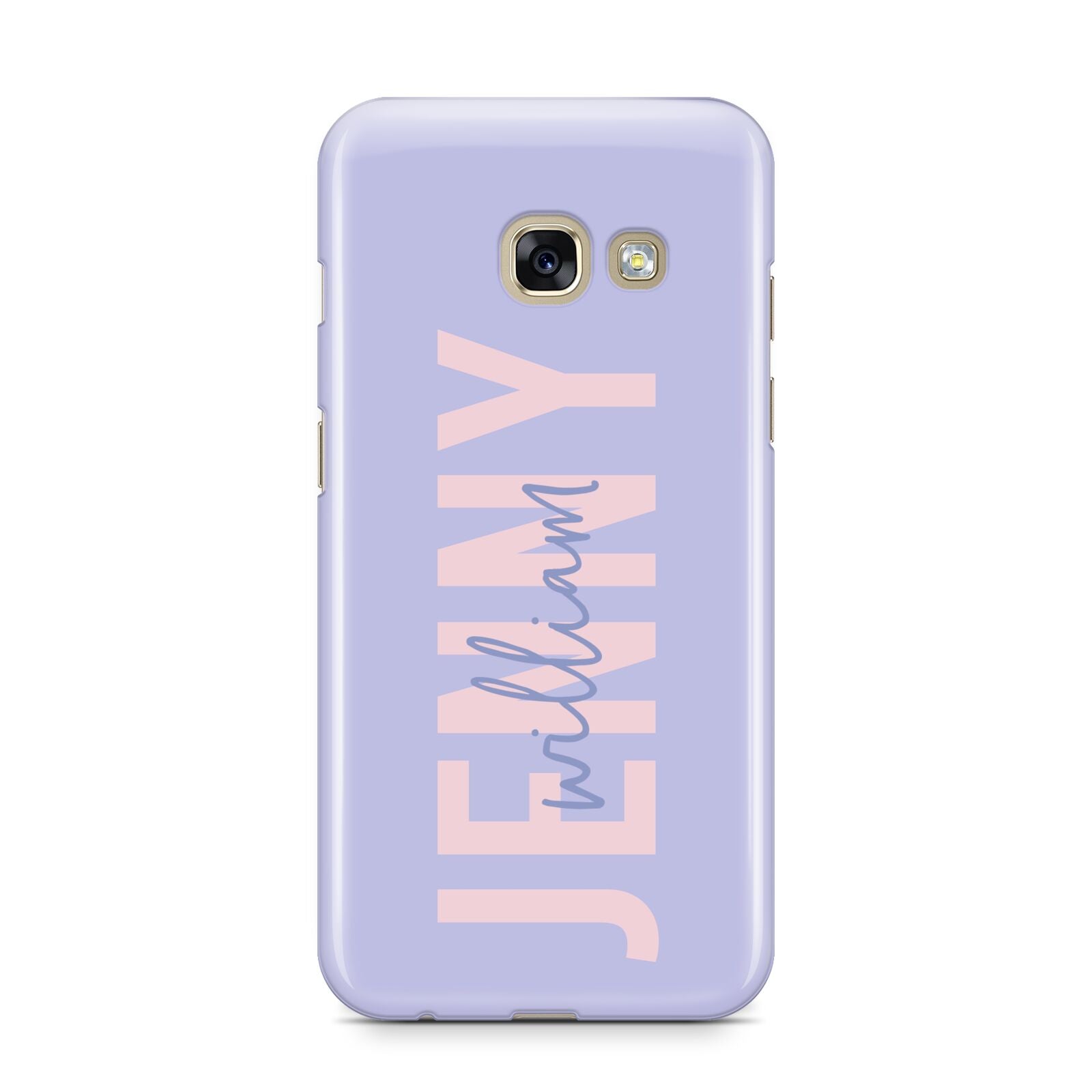 Pastel Pink and Purple Full Name Samsung Galaxy A3 2017 Case on gold phone