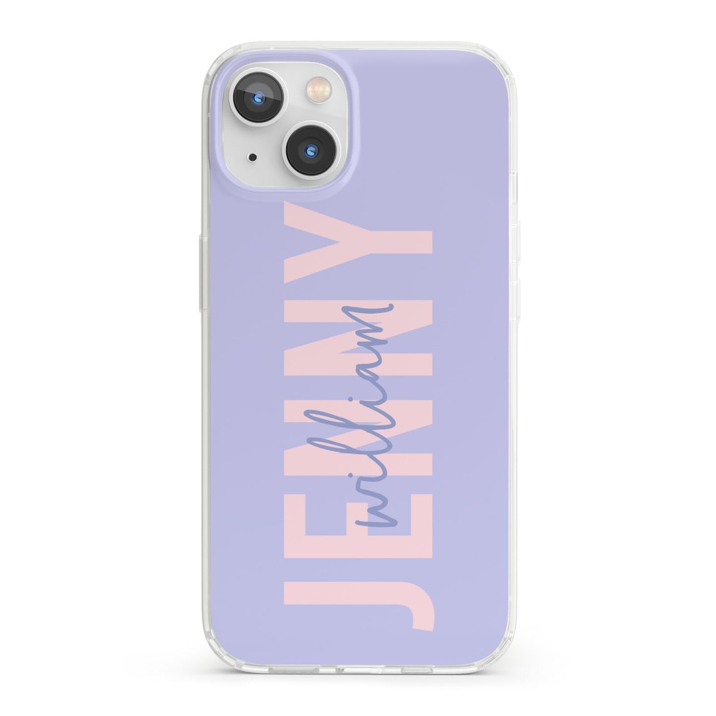 Pastel Pink and Purple Full Name iPhone 13 Clear Bumper Case