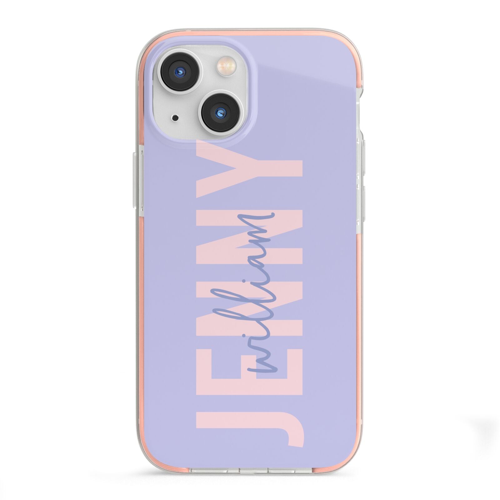 Pastel Pink and Purple Full Name iPhone 13 Mini TPU Impact Case with Pink Edges