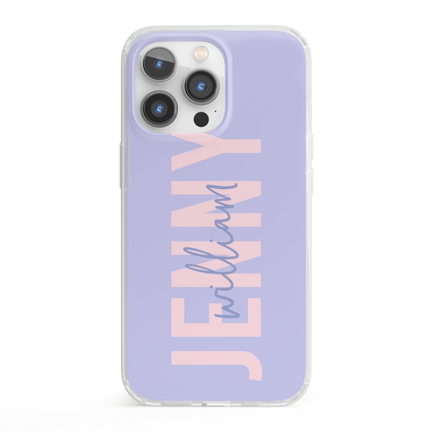 Pastel Pink and Purple Full Name iPhone 13 Pro Clear Bumper Case