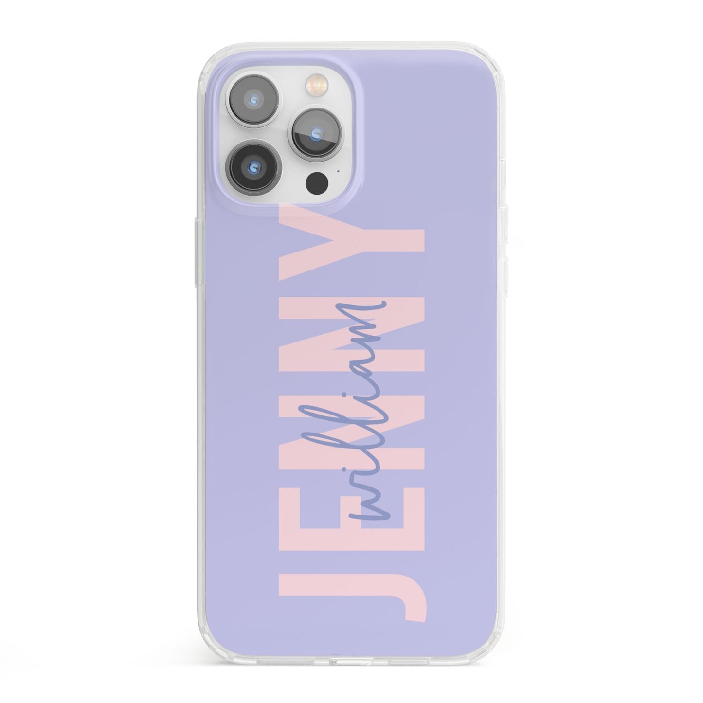 Pastel Pink and Purple Full Name iPhone 13 Pro Max Clear Bumper Case