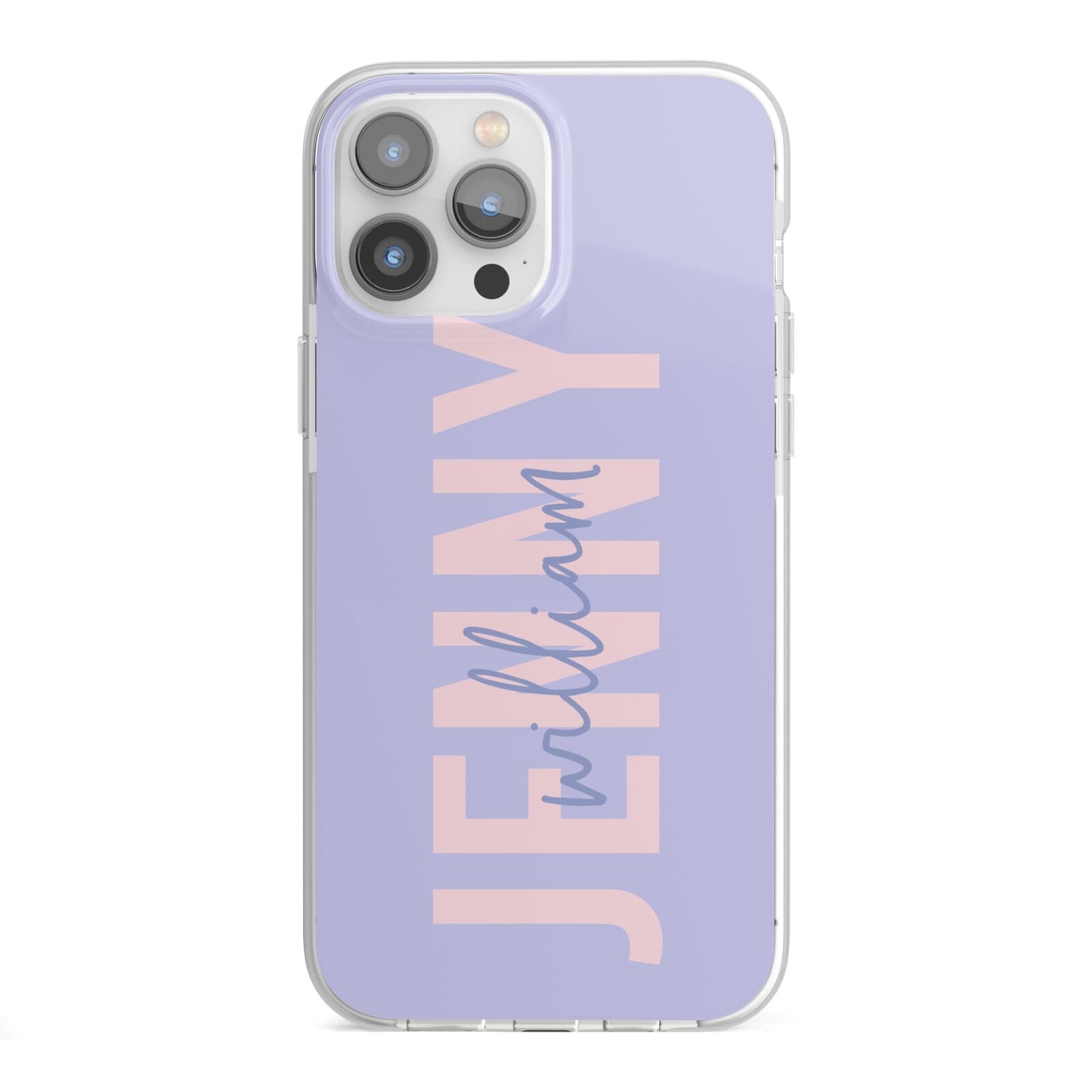 Pastel Pink and Purple Full Name iPhone 13 Pro Max TPU Impact Case with White Edges