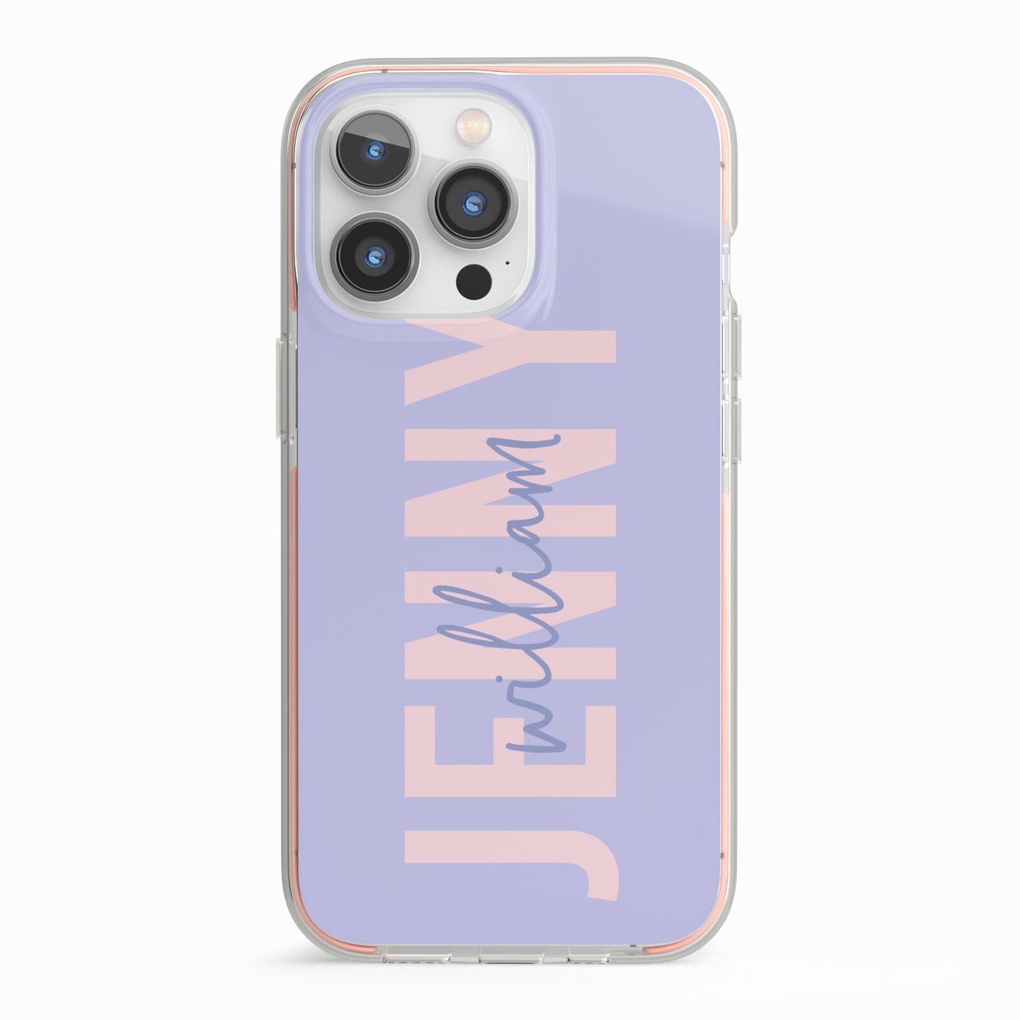 Pastel Pink and Purple Full Name iPhone 13 Pro TPU Impact Case with Pink Edges