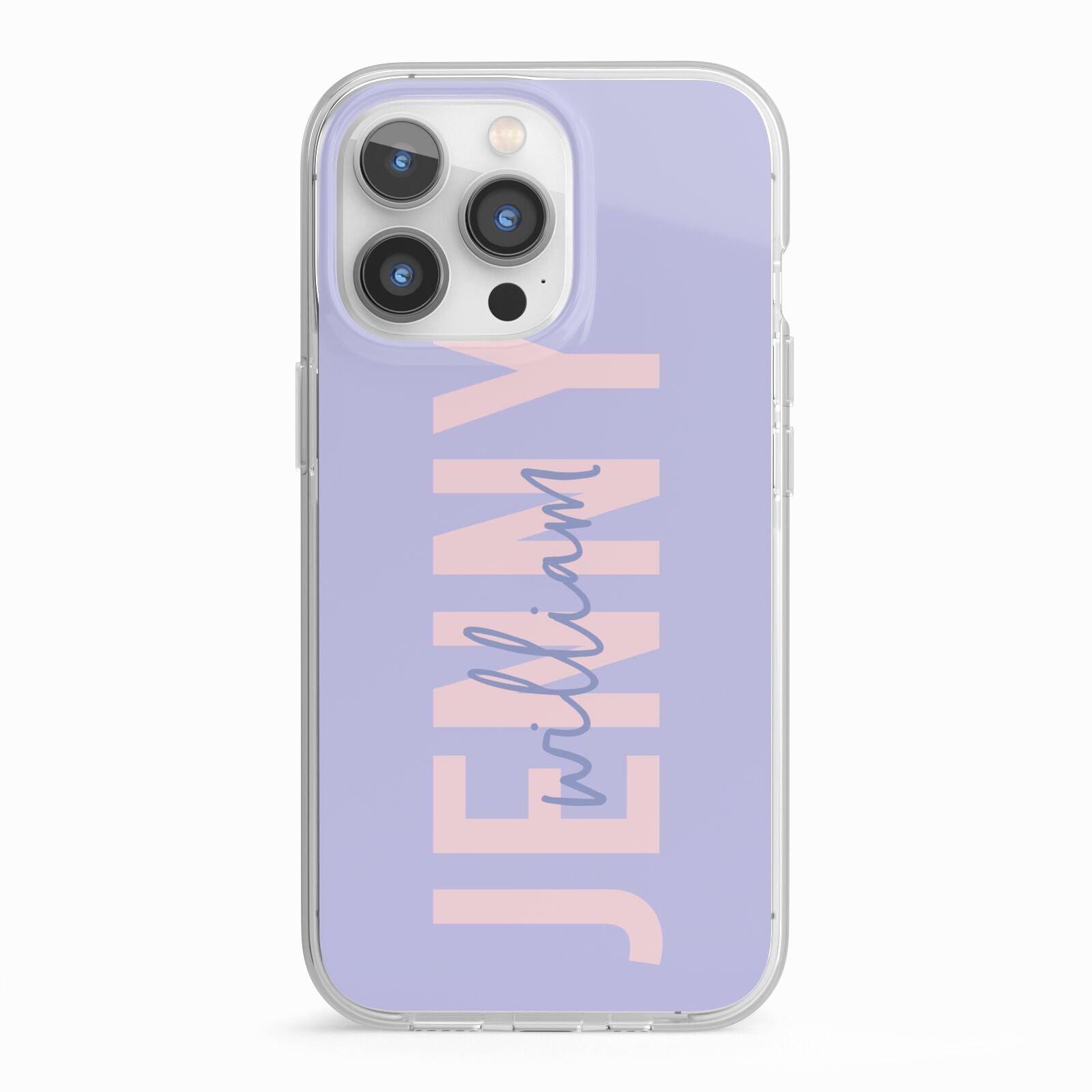 Pastel Pink and Purple Full Name iPhone 13 Pro TPU Impact Case with White Edges