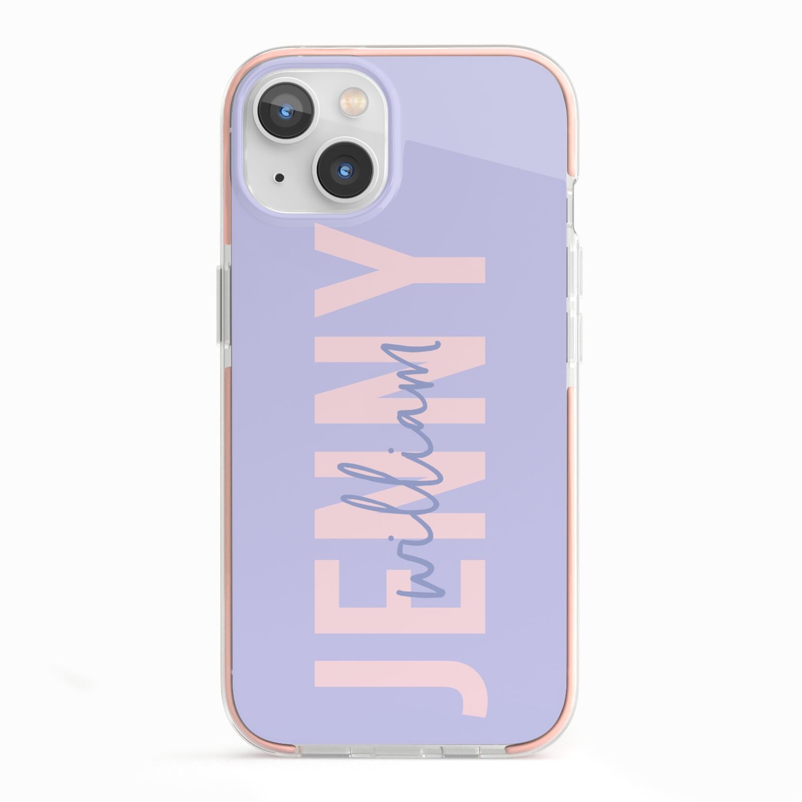 Pastel Pink and Purple Full Name iPhone 13 TPU Impact Case with Pink Edges