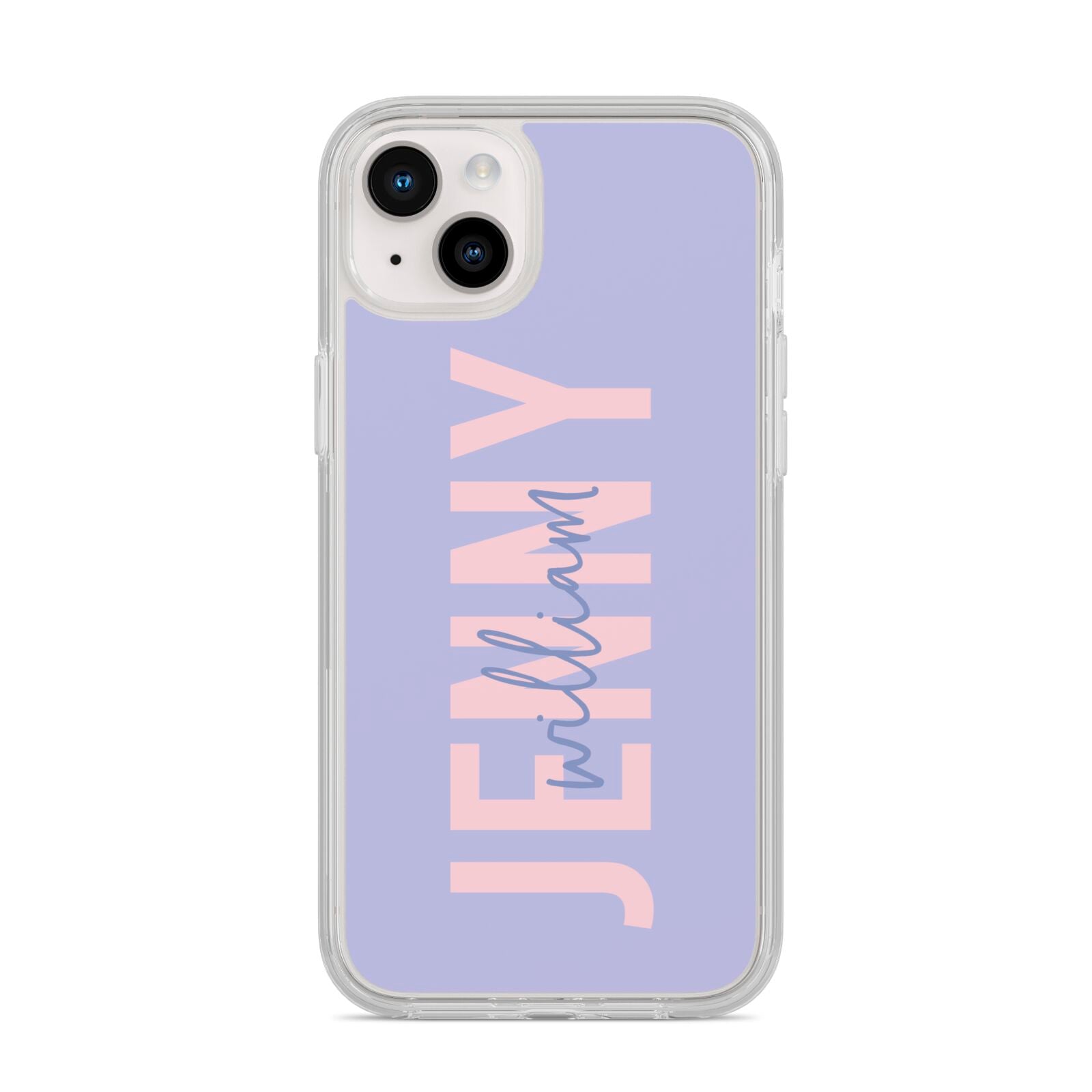 Pastel Pink and Purple Full Name iPhone 14 Plus Clear Tough Case Starlight