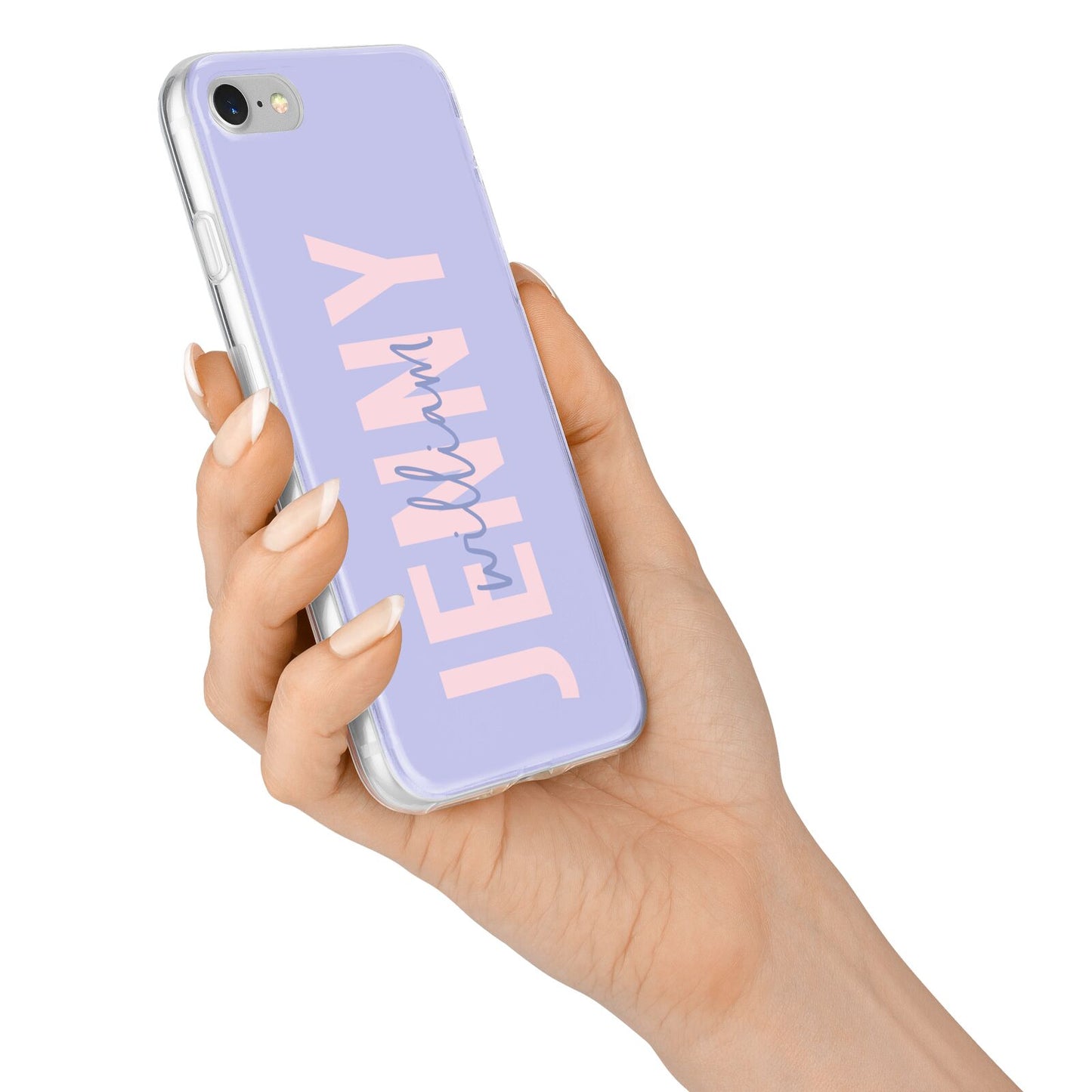 Pastel Pink and Purple Full Name iPhone 7 Bumper Case on Silver iPhone Alternative Image