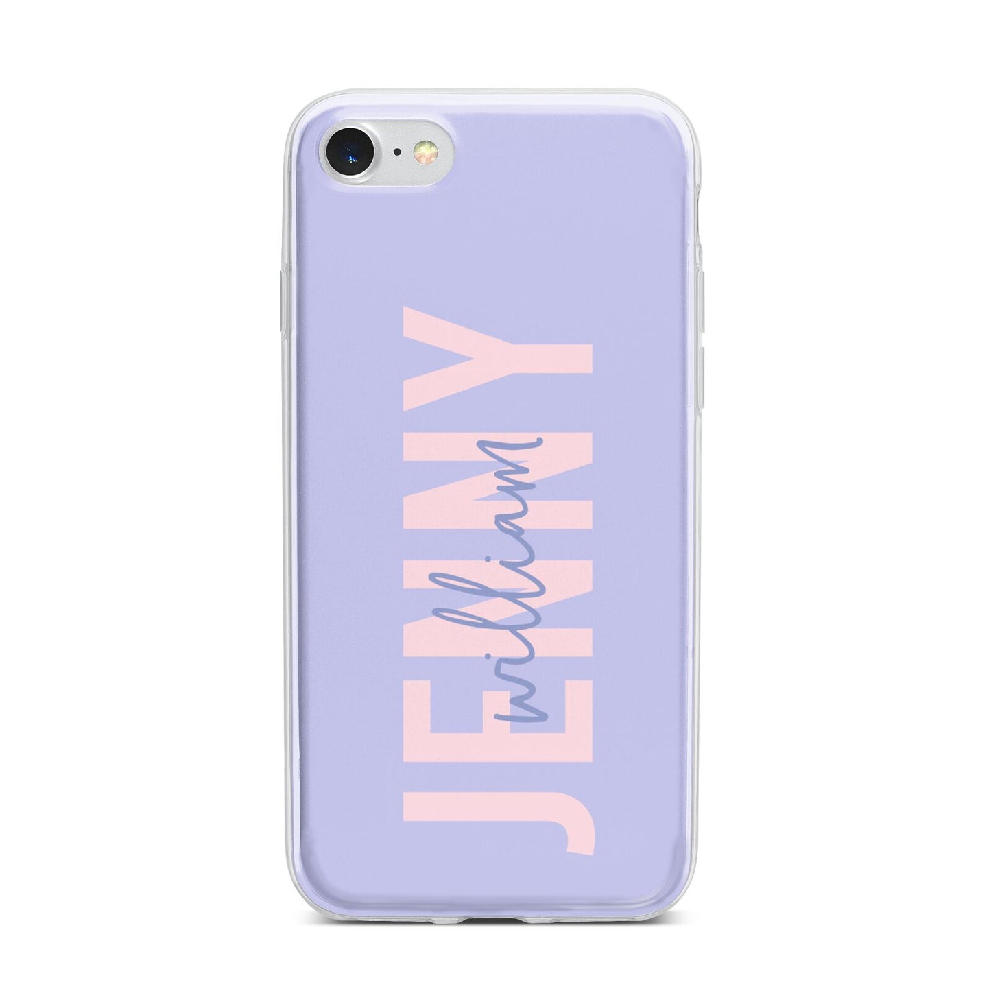 Pastel Pink and Purple Full Name iPhone 7 Bumper Case on Silver iPhone