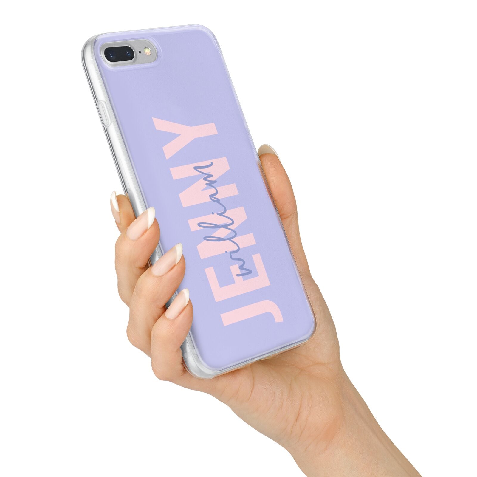 Pastel Pink and Purple Full Name iPhone 7 Plus Bumper Case on Silver iPhone Alternative Image