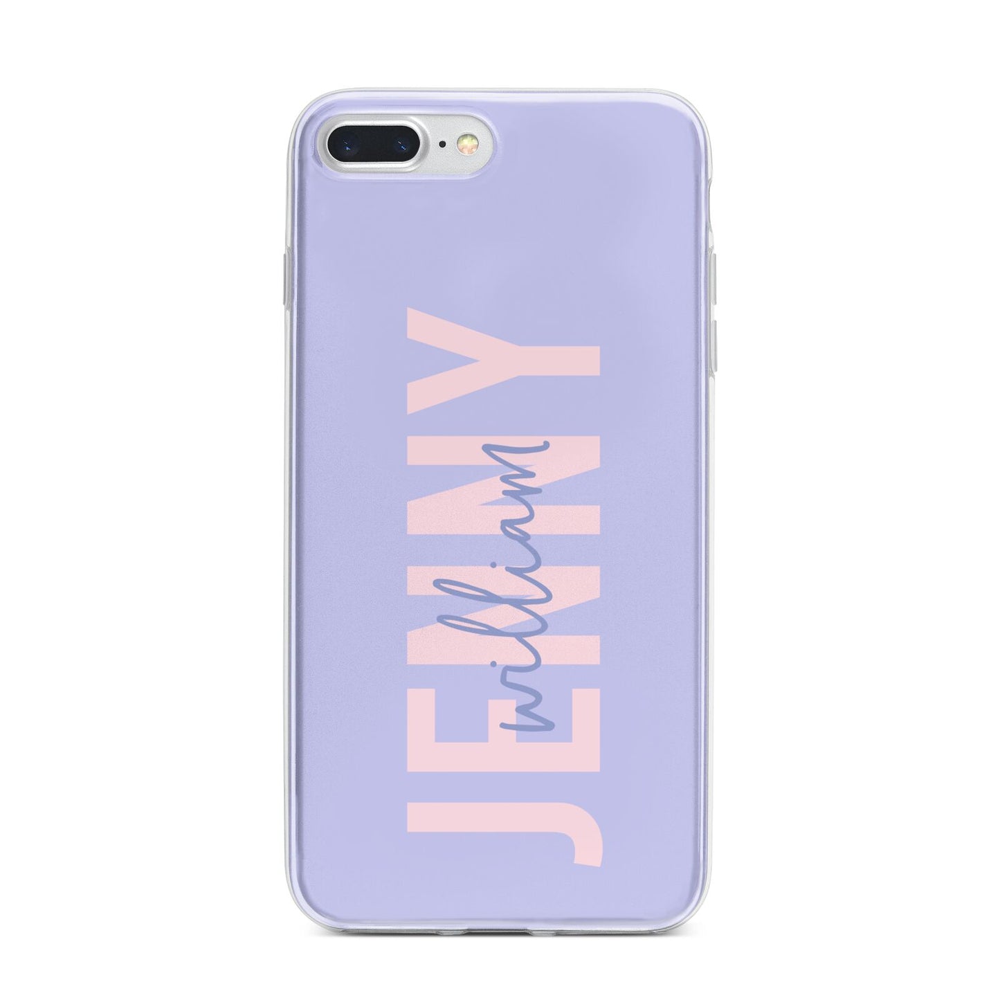 Pastel Pink and Purple Full Name iPhone 7 Plus Bumper Case on Silver iPhone