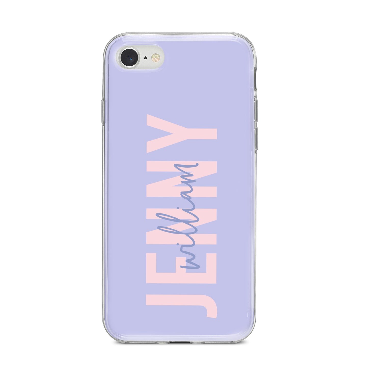 Pastel Pink and Purple Full Name iPhone 8 Bumper Case on Silver iPhone