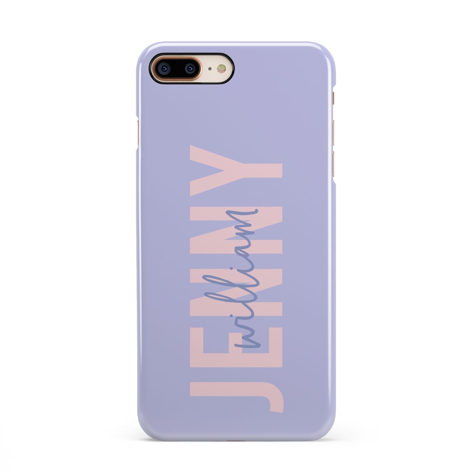 Pastel Pink and Purple Full Name iPhone 8 Plus 3D Snap Case on Gold Phone