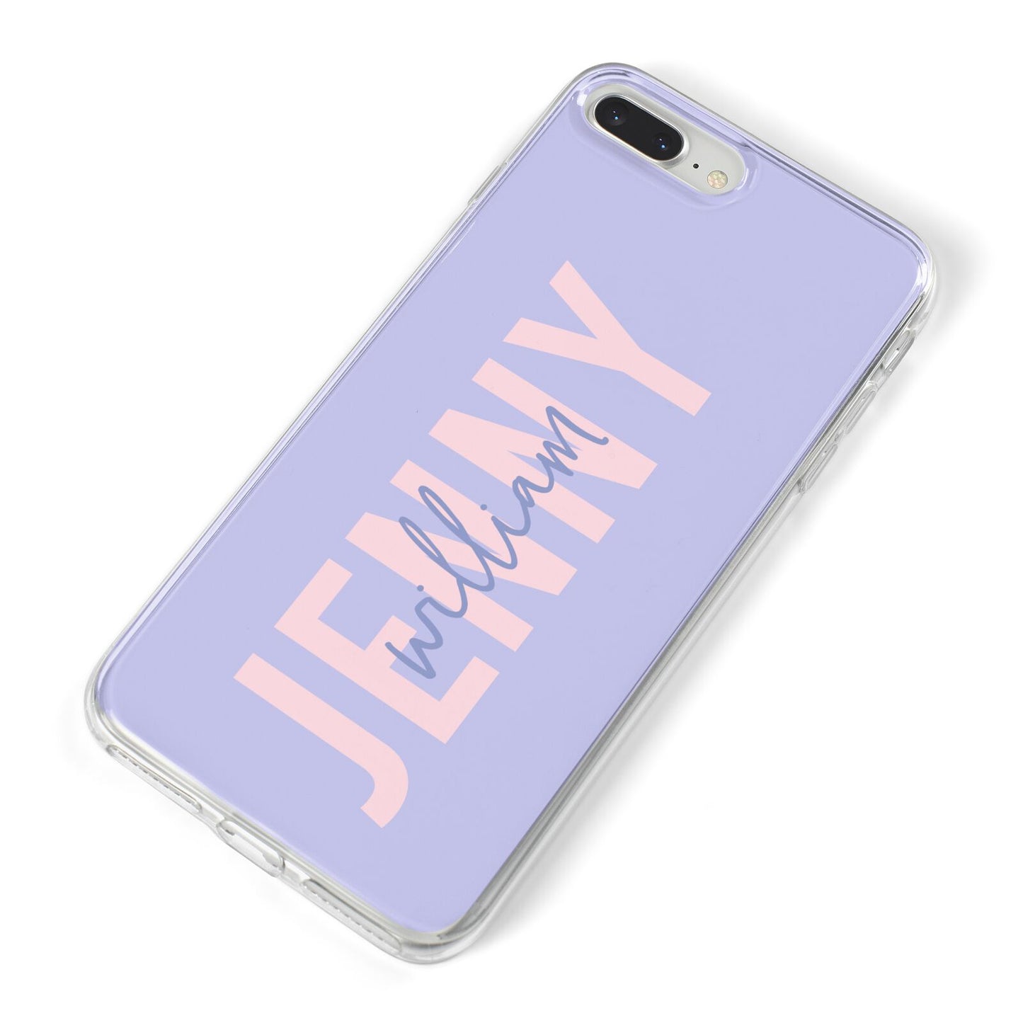 Pastel Pink and Purple Full Name iPhone 8 Plus Bumper Case on Silver iPhone Alternative Image