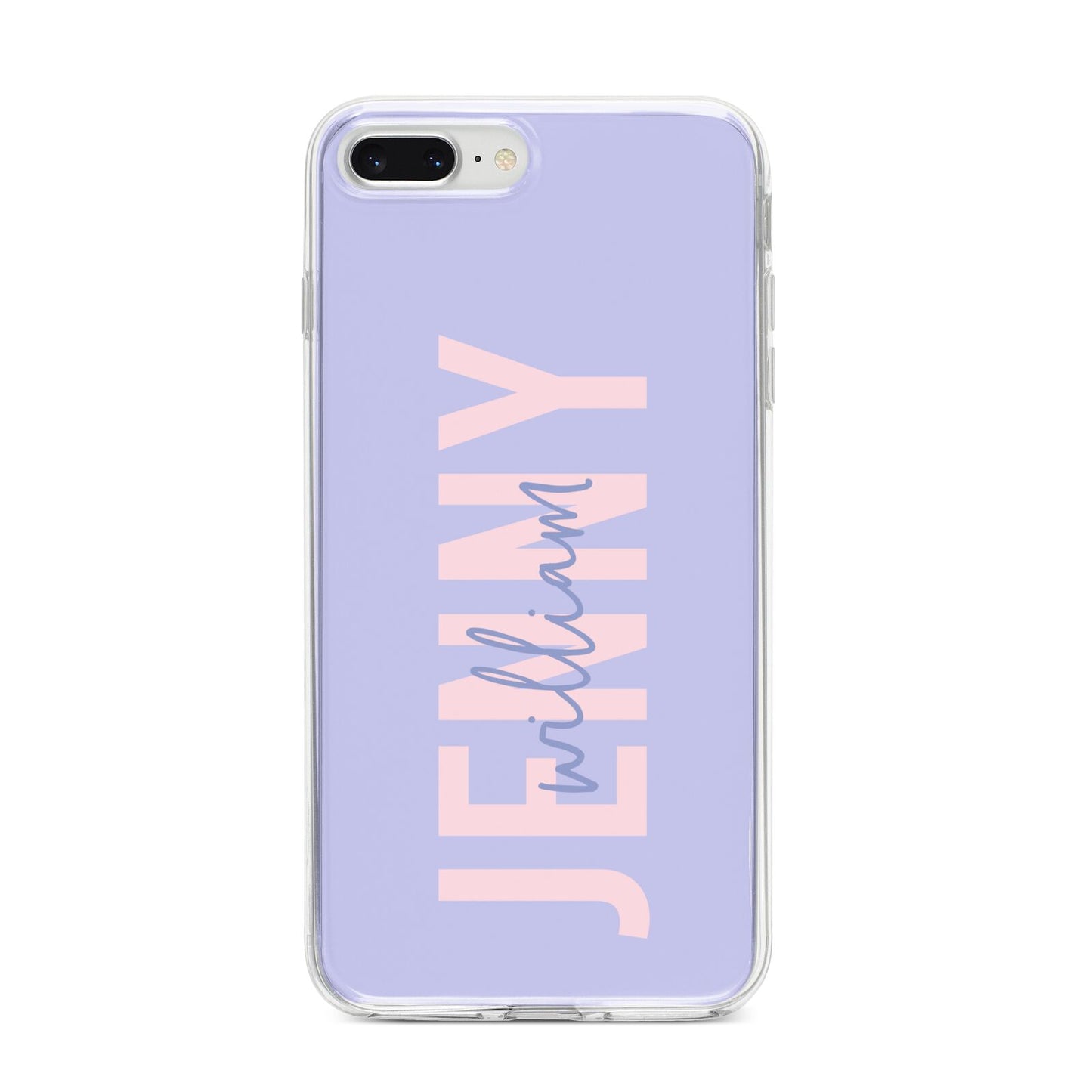 Pastel Pink and Purple Full Name iPhone 8 Plus Bumper Case on Silver iPhone