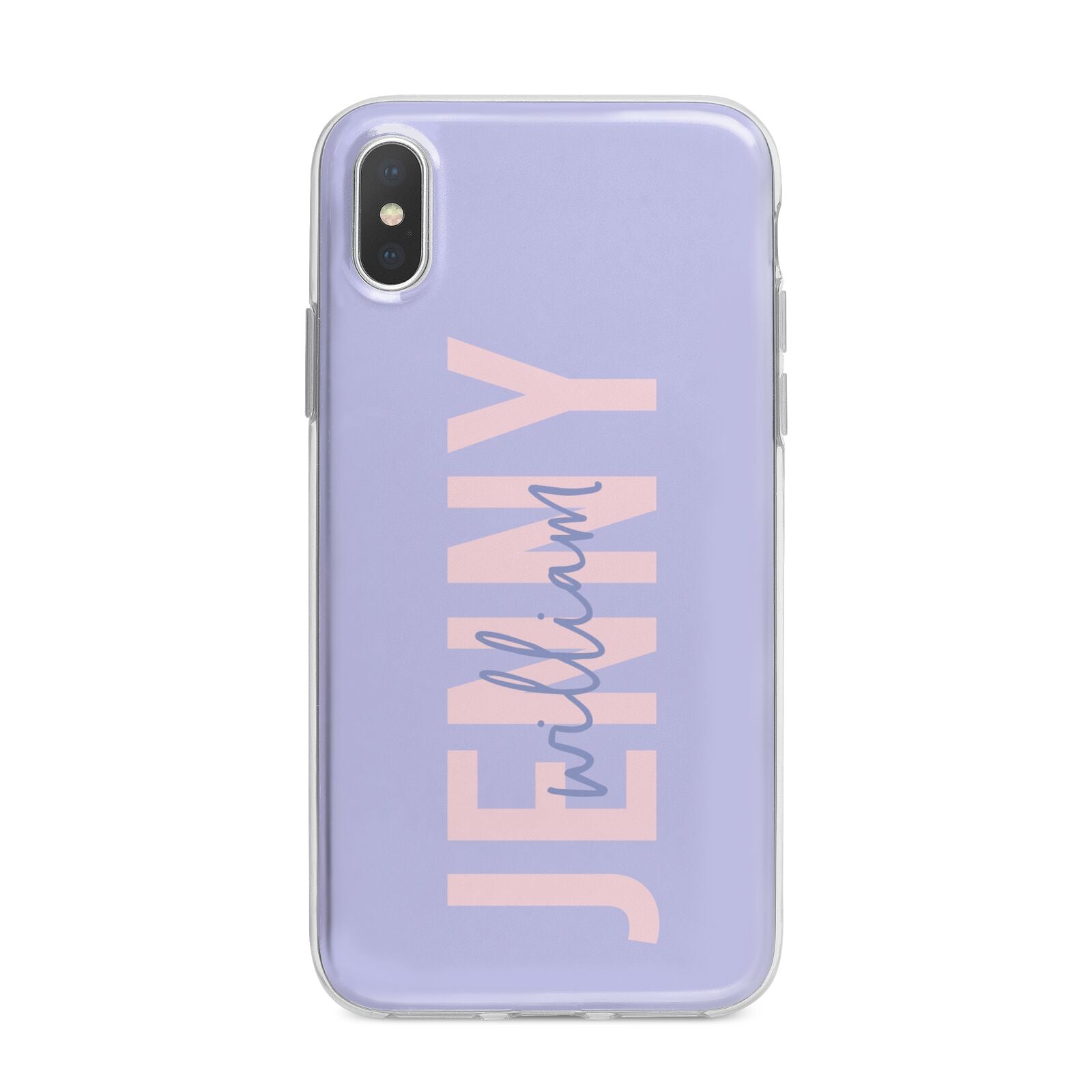 Pastel Pink and Purple Full Name iPhone X Bumper Case on Silver iPhone Alternative Image 1