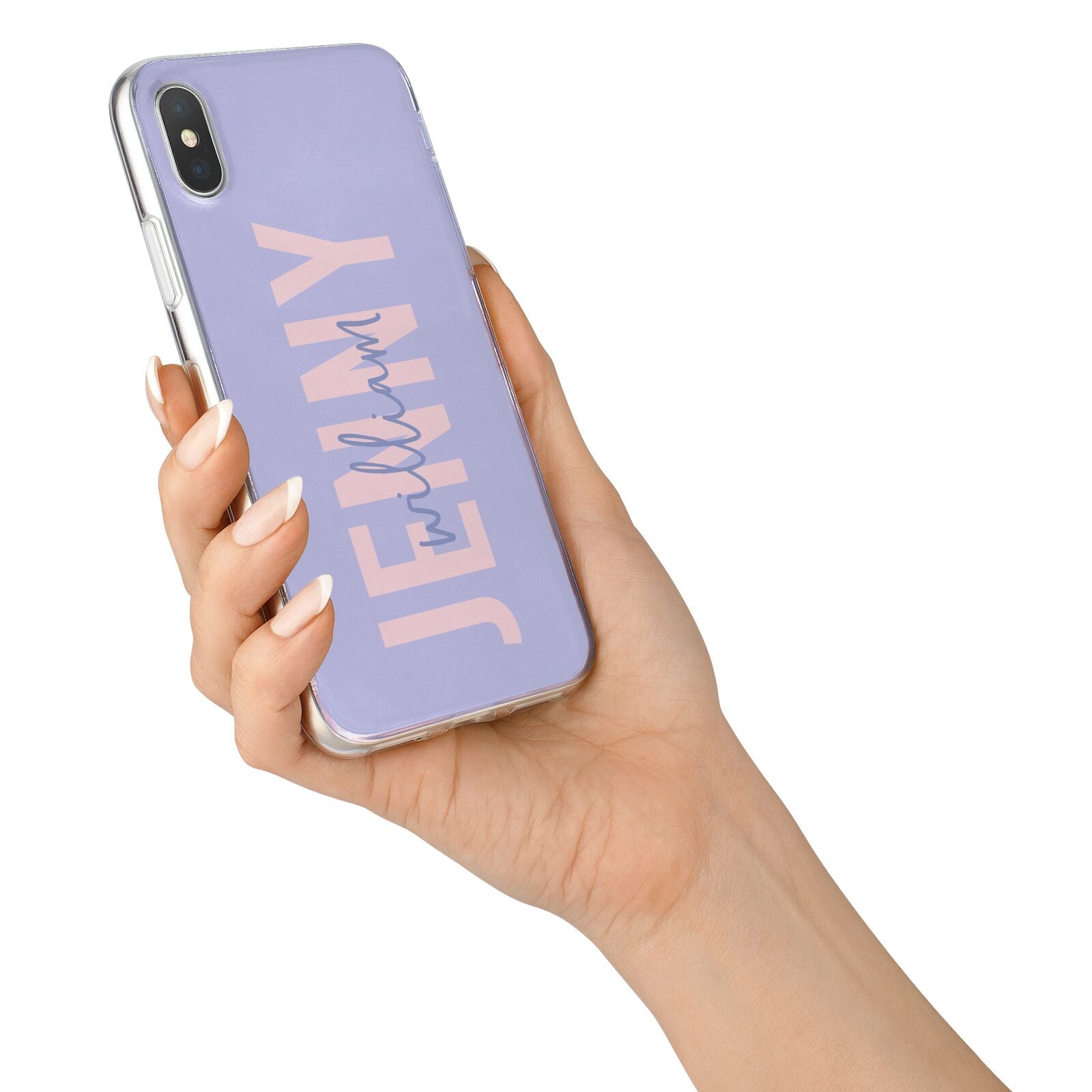 Pastel Pink and Purple Full Name iPhone X Bumper Case on Silver iPhone Alternative Image 2