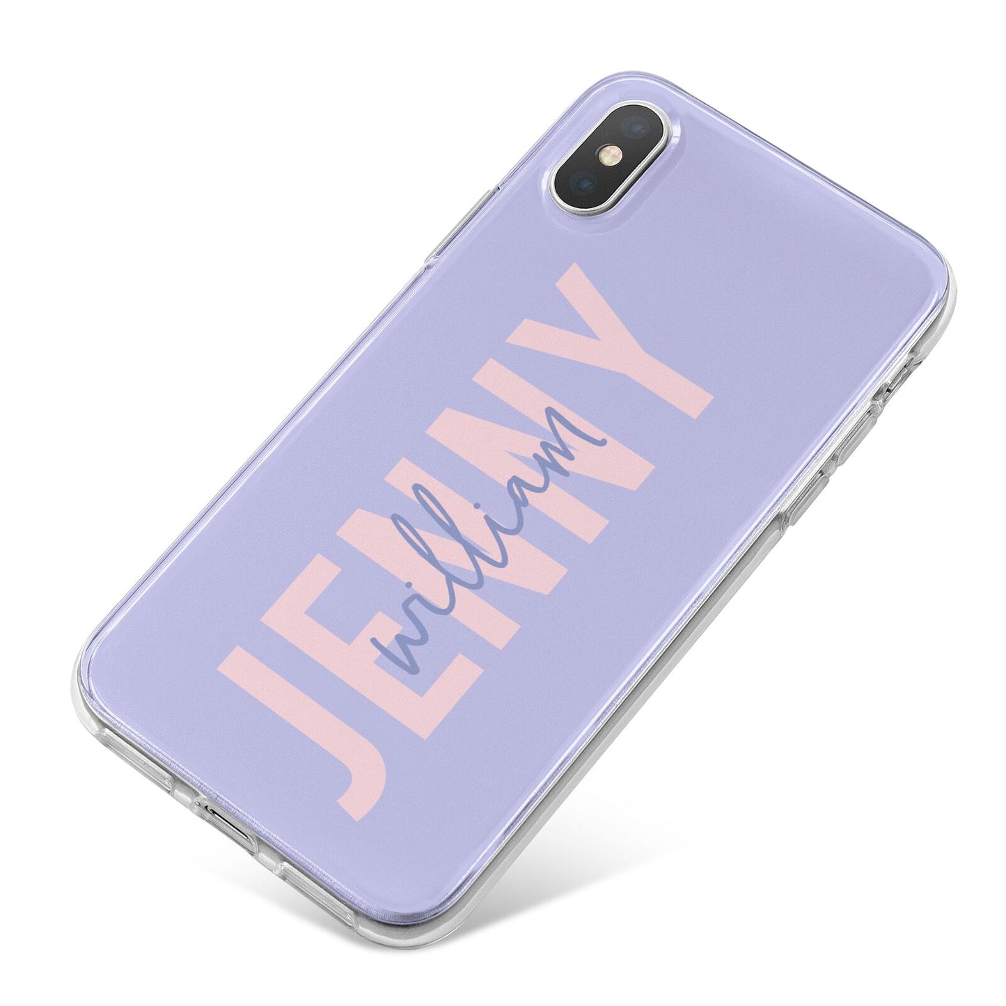 Pastel Pink and Purple Full Name iPhone X Bumper Case on Silver iPhone