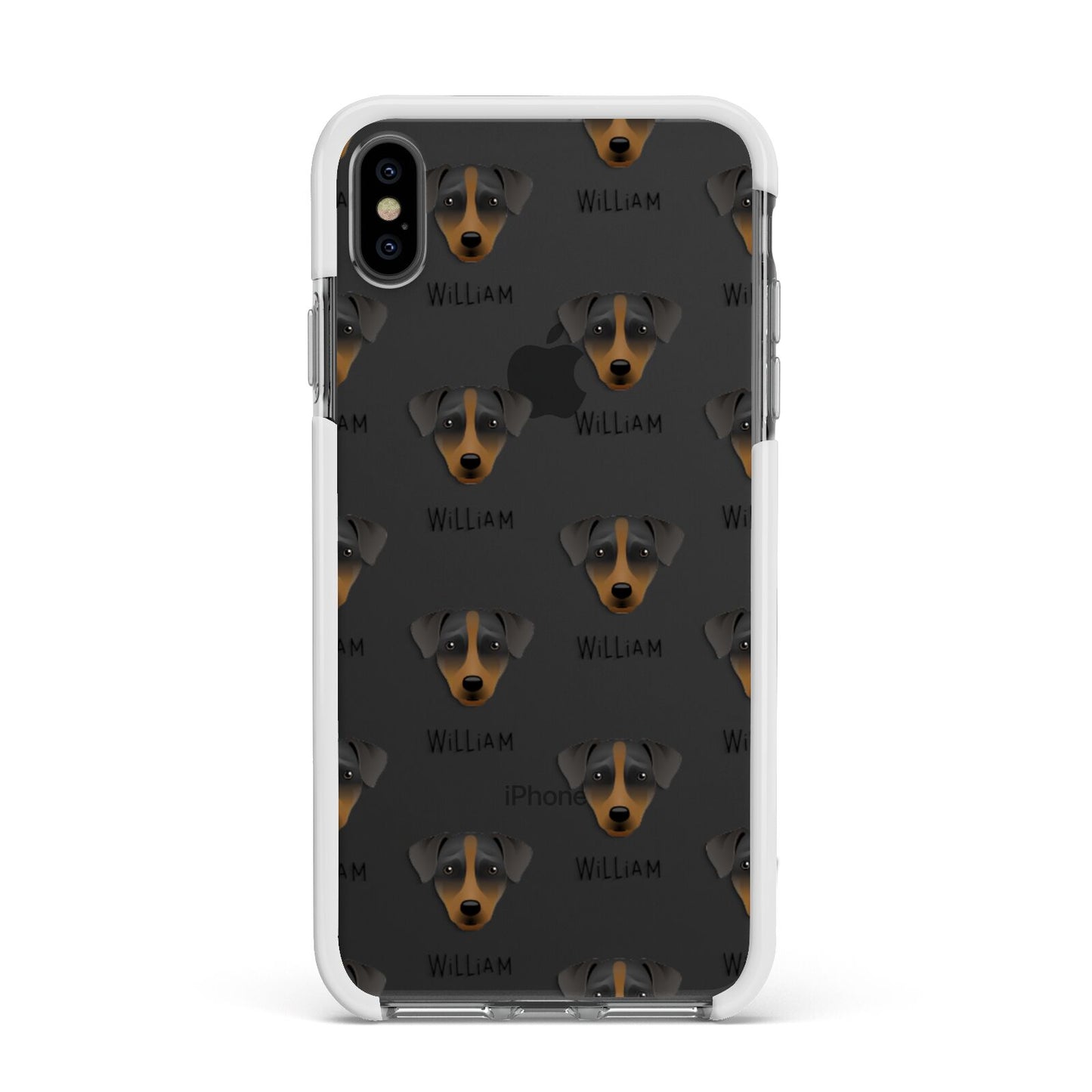 Patterdale Terrier Icon with Name Apple iPhone Xs Max Impact Case White Edge on Black Phone