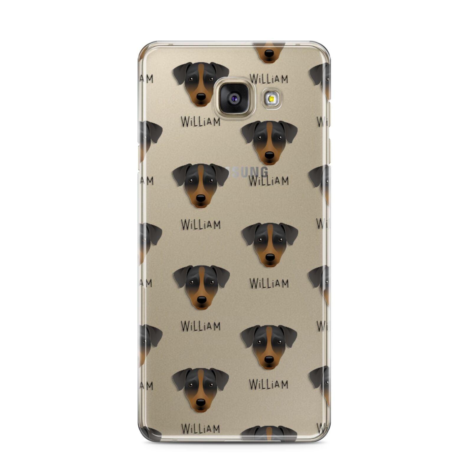 Patterdale Terrier Icon with Name Samsung Galaxy A3 2016 Case on gold phone
