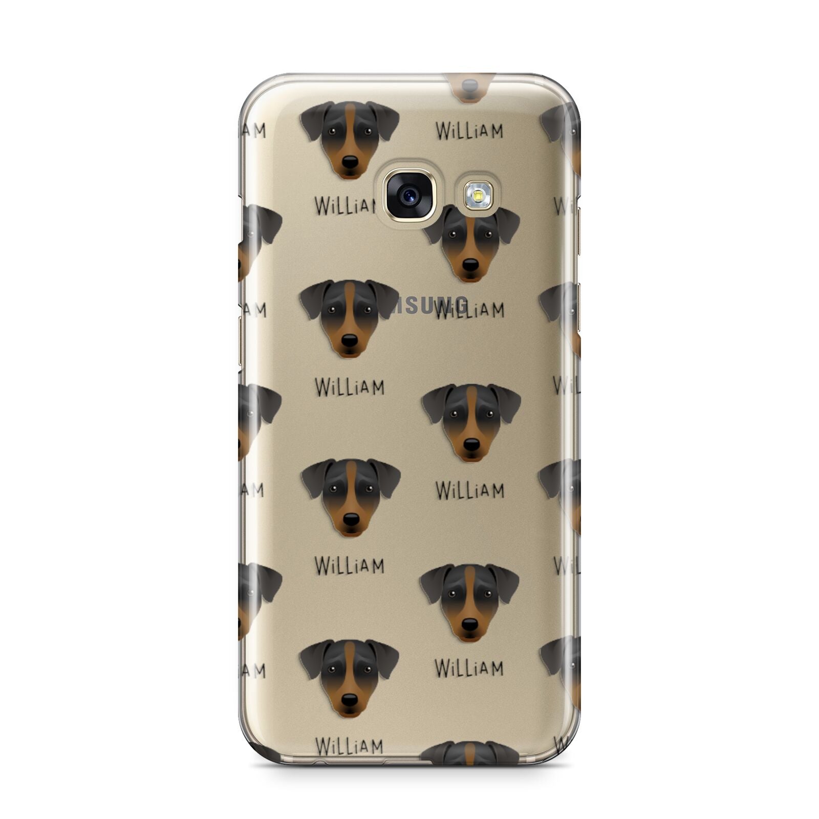 Patterdale Terrier Icon with Name Samsung Galaxy A3 2017 Case on gold phone