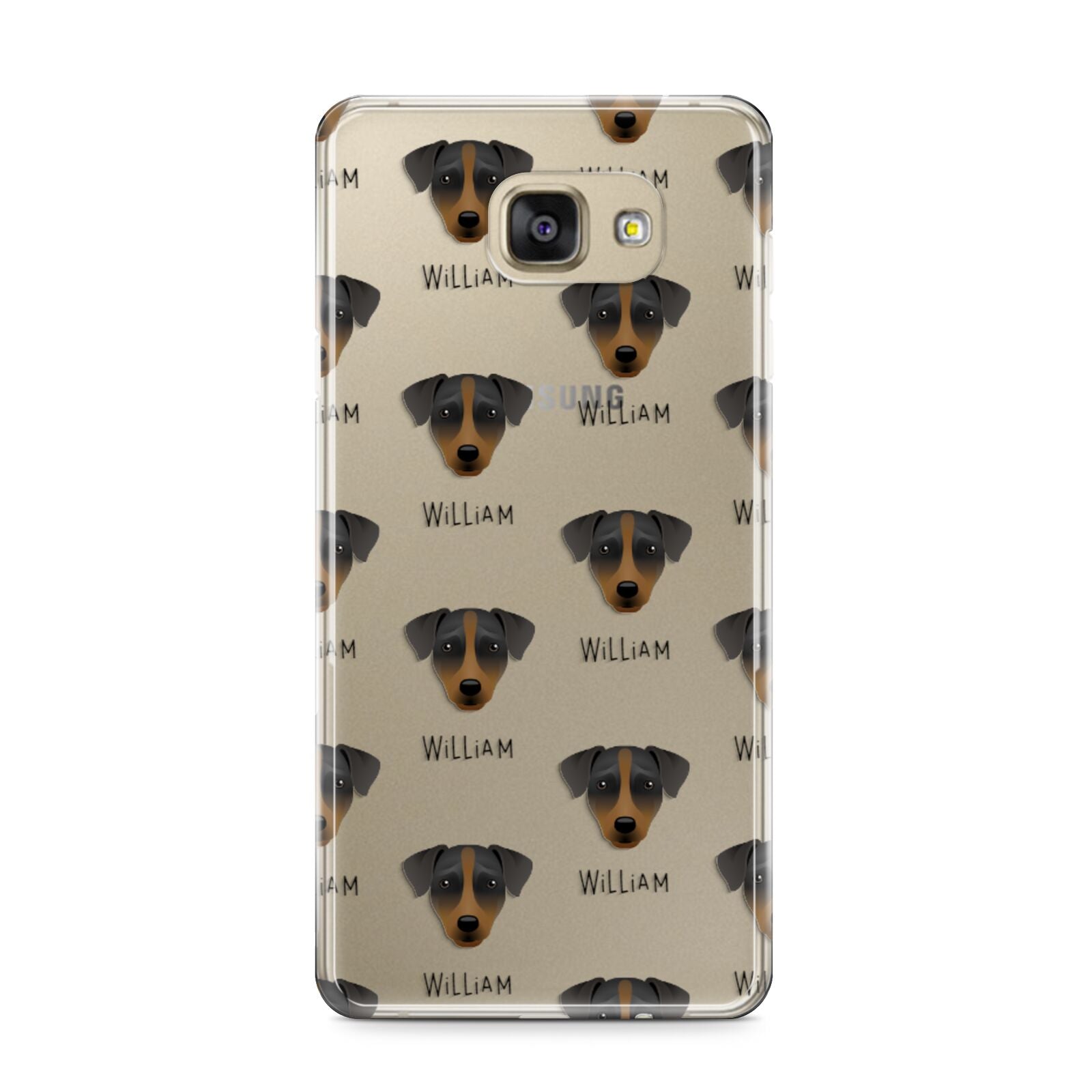 Patterdale Terrier Icon with Name Samsung Galaxy A9 2016 Case on gold phone