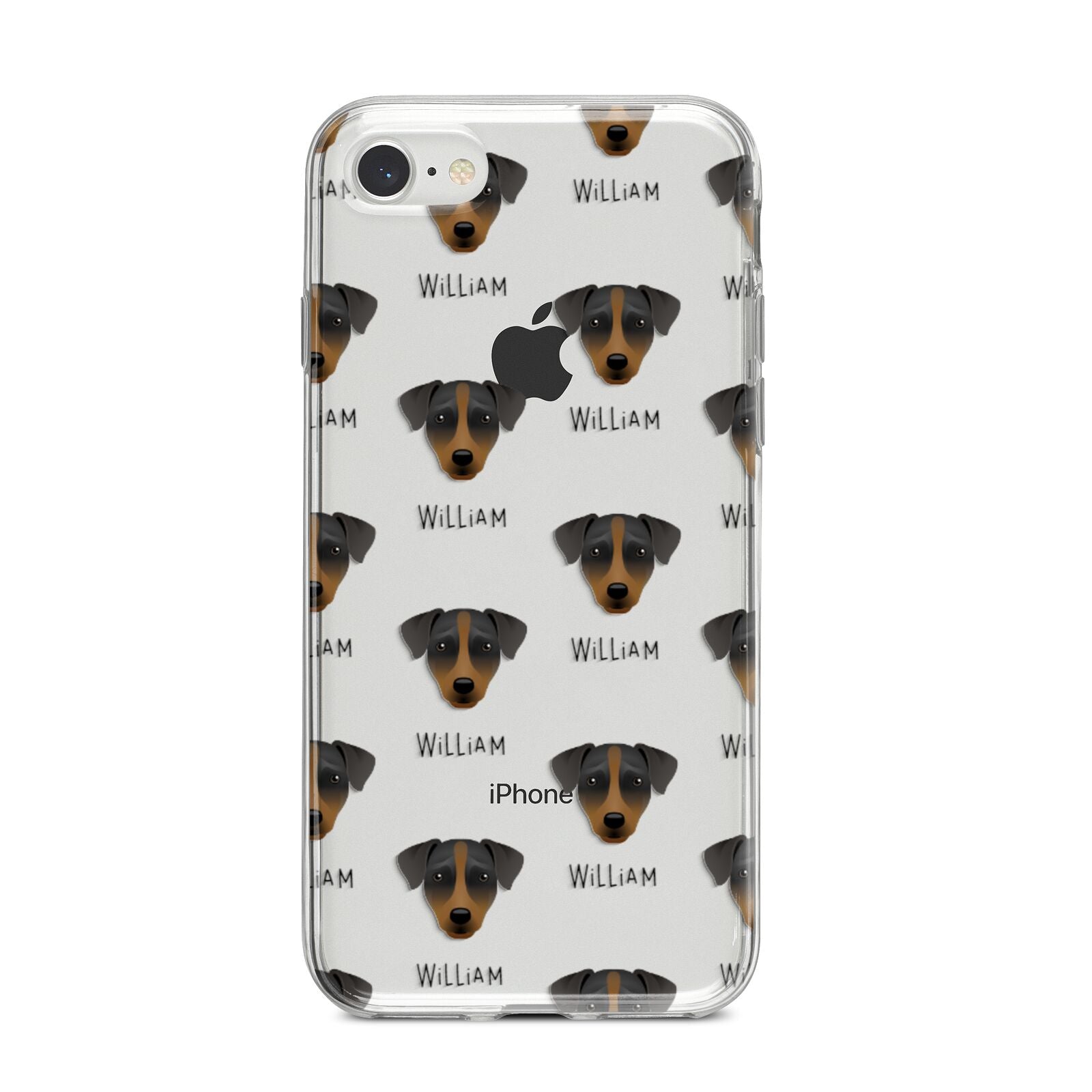 Patterdale Terrier Icon with Name iPhone 8 Bumper Case on Silver iPhone