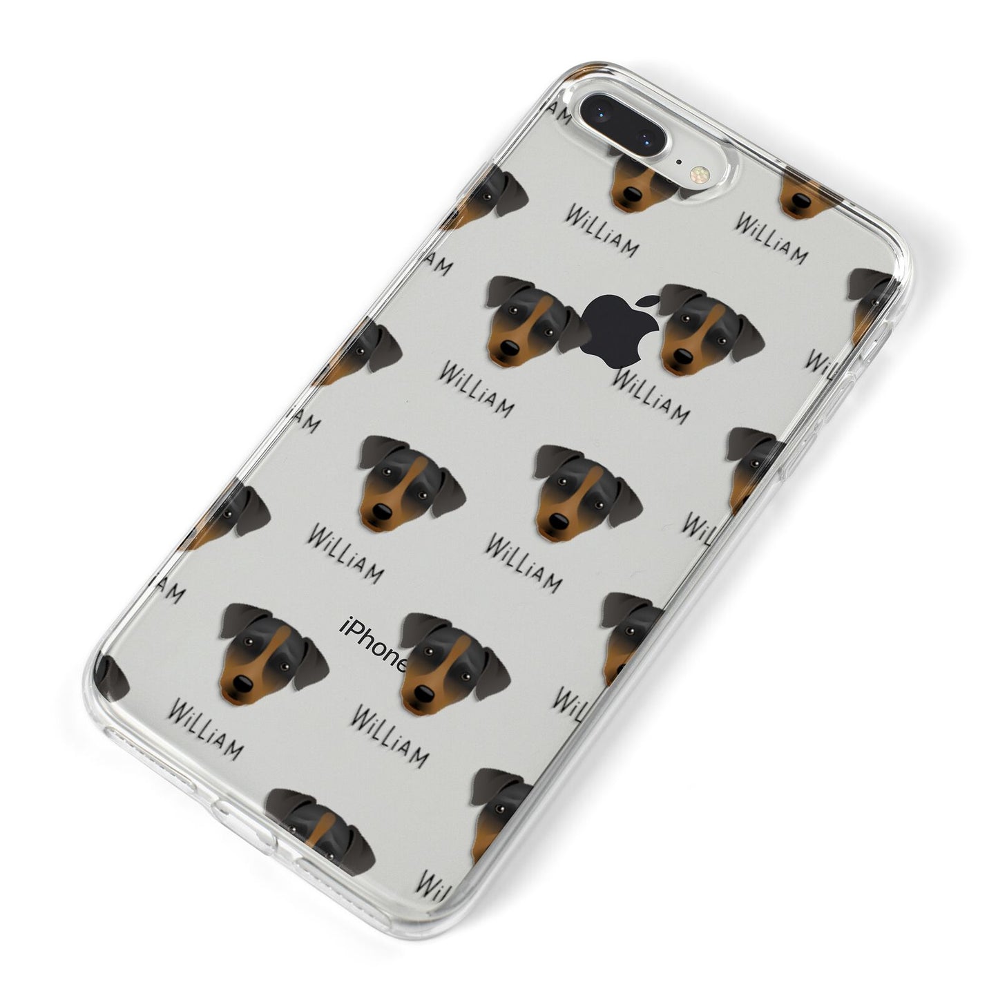 Patterdale Terrier Icon with Name iPhone 8 Plus Bumper Case on Silver iPhone Alternative Image